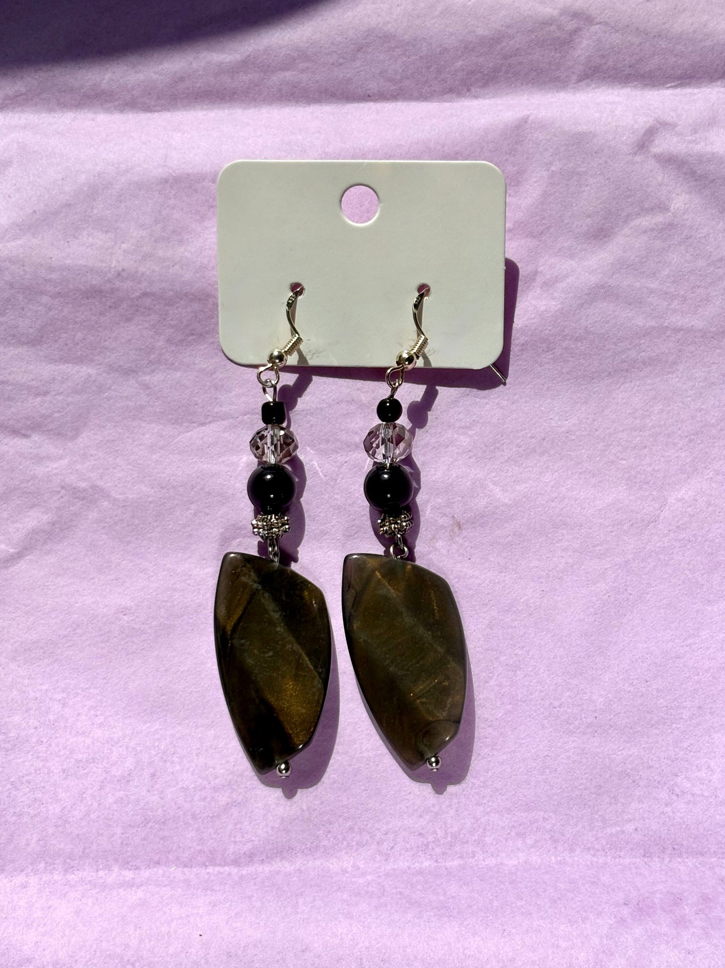 Sterling silver beaded earrings | Grey