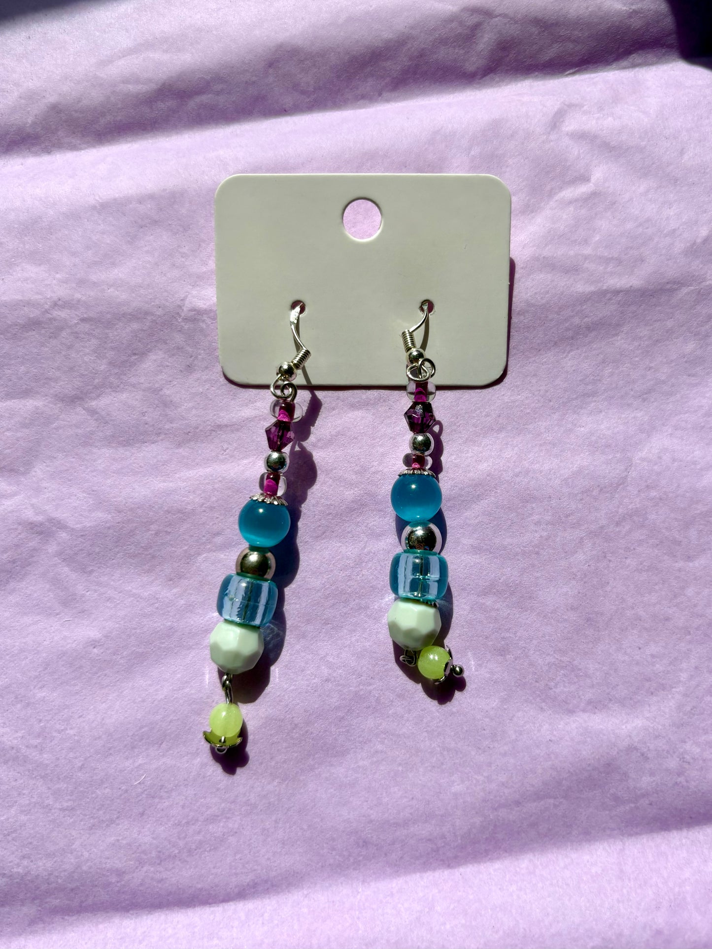 Sterling silver beaded earrings | Blue