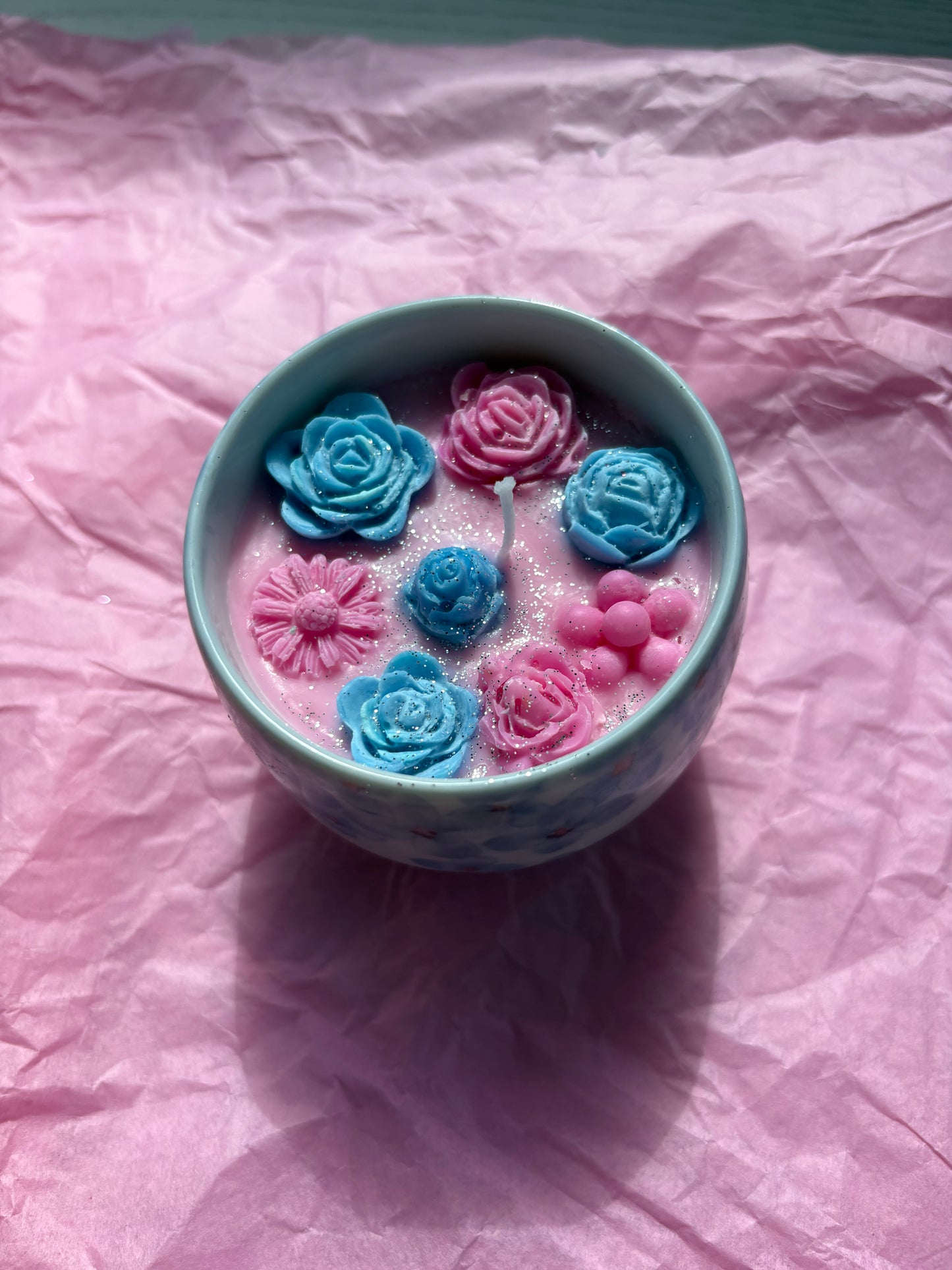 Upcycled Scented Candle | Ceramic Floral Bowl
