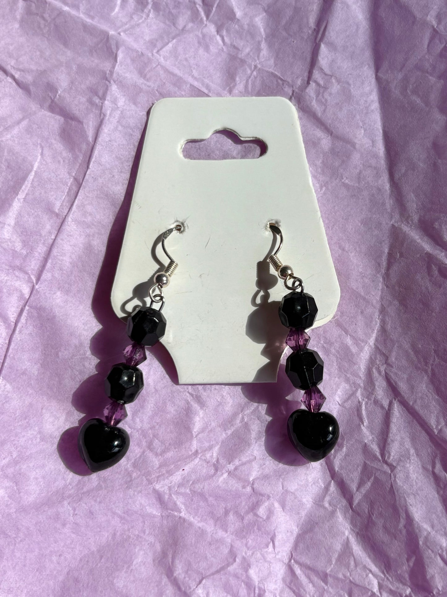 Sterling silver beaded earrings | Black