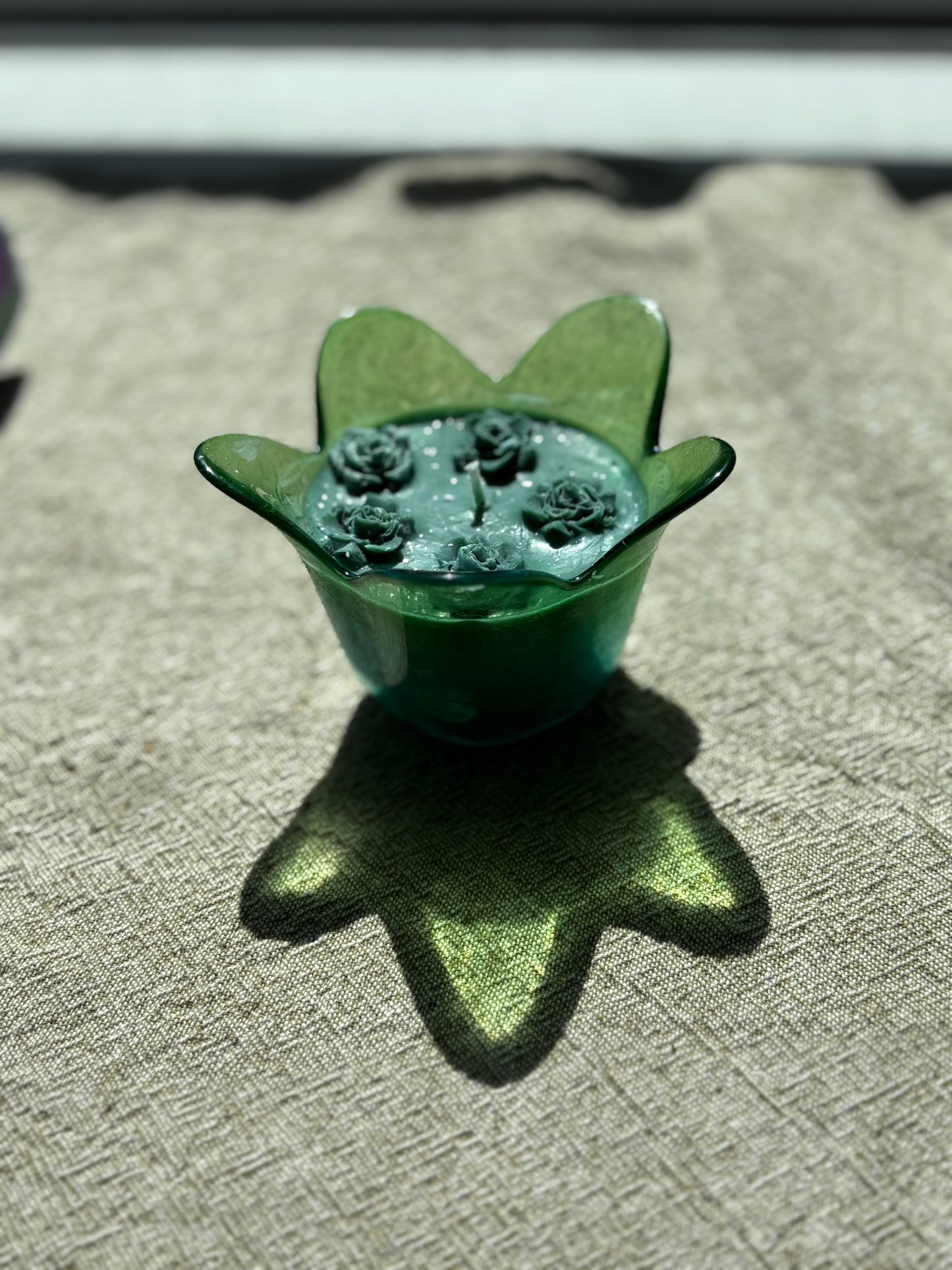 Upcycled Scented Candle | Glass Christmas Flower