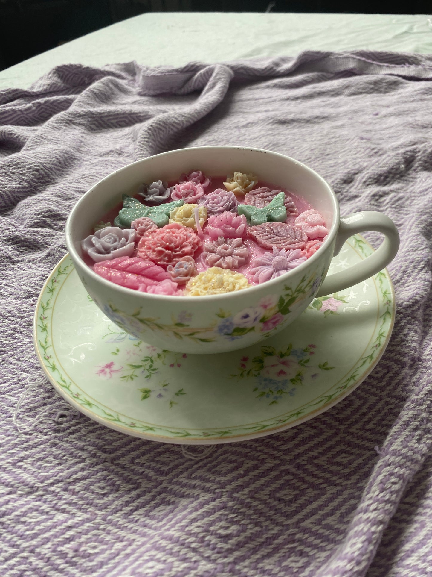 Upcycled teacup candle