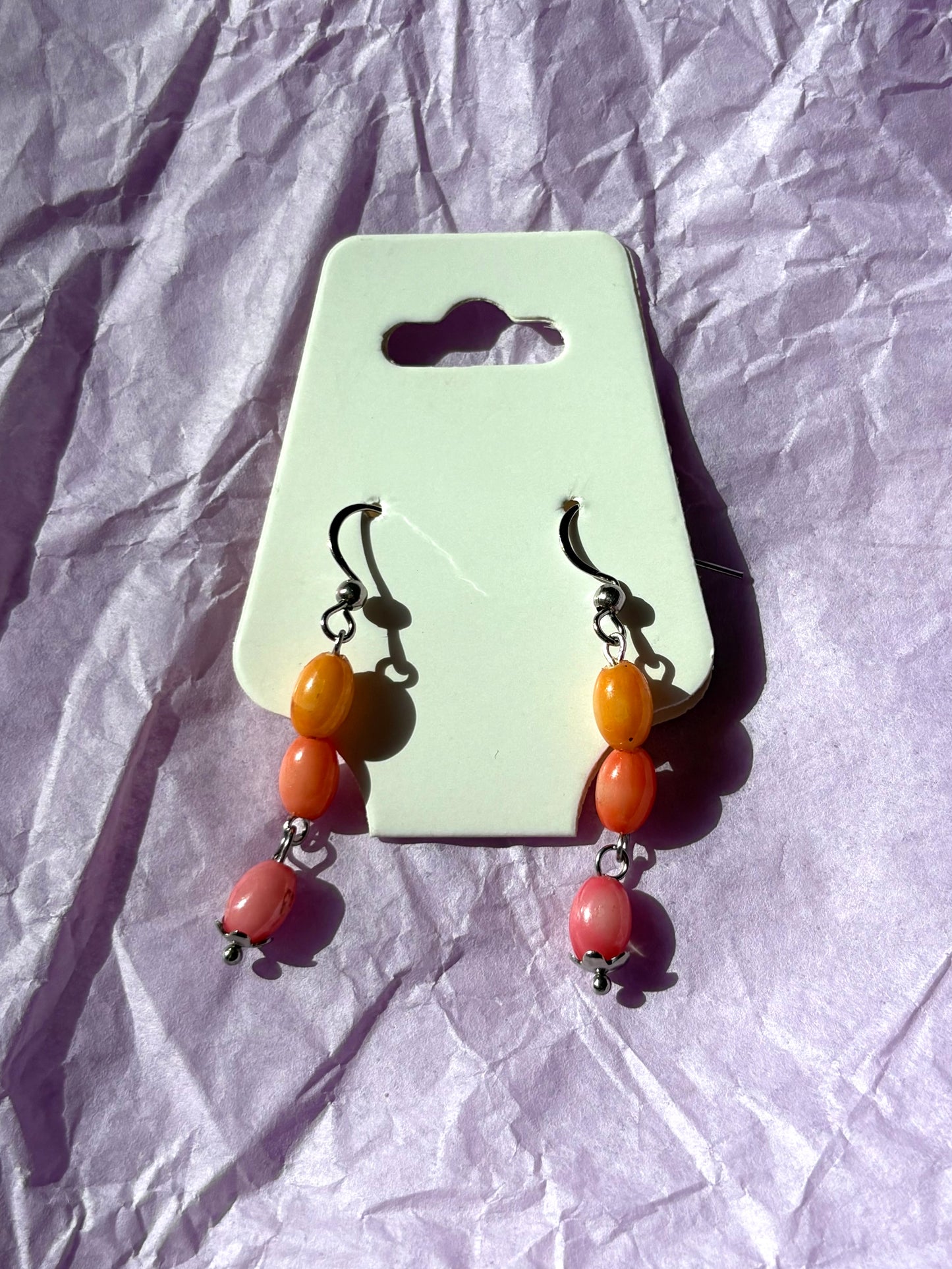 Sterling silver beaded earrings | Orange
