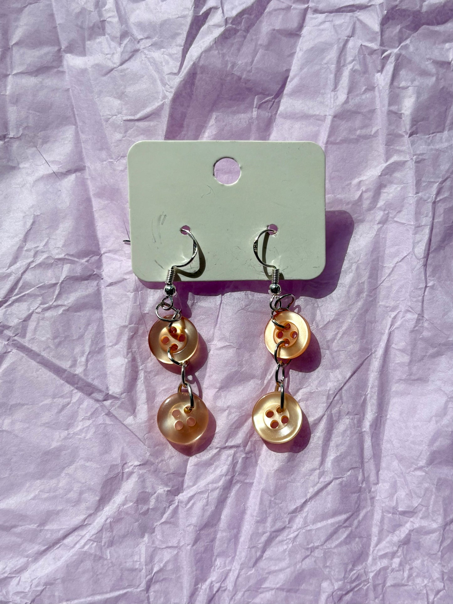 Upcycled Dangly Button Earrings | Orange