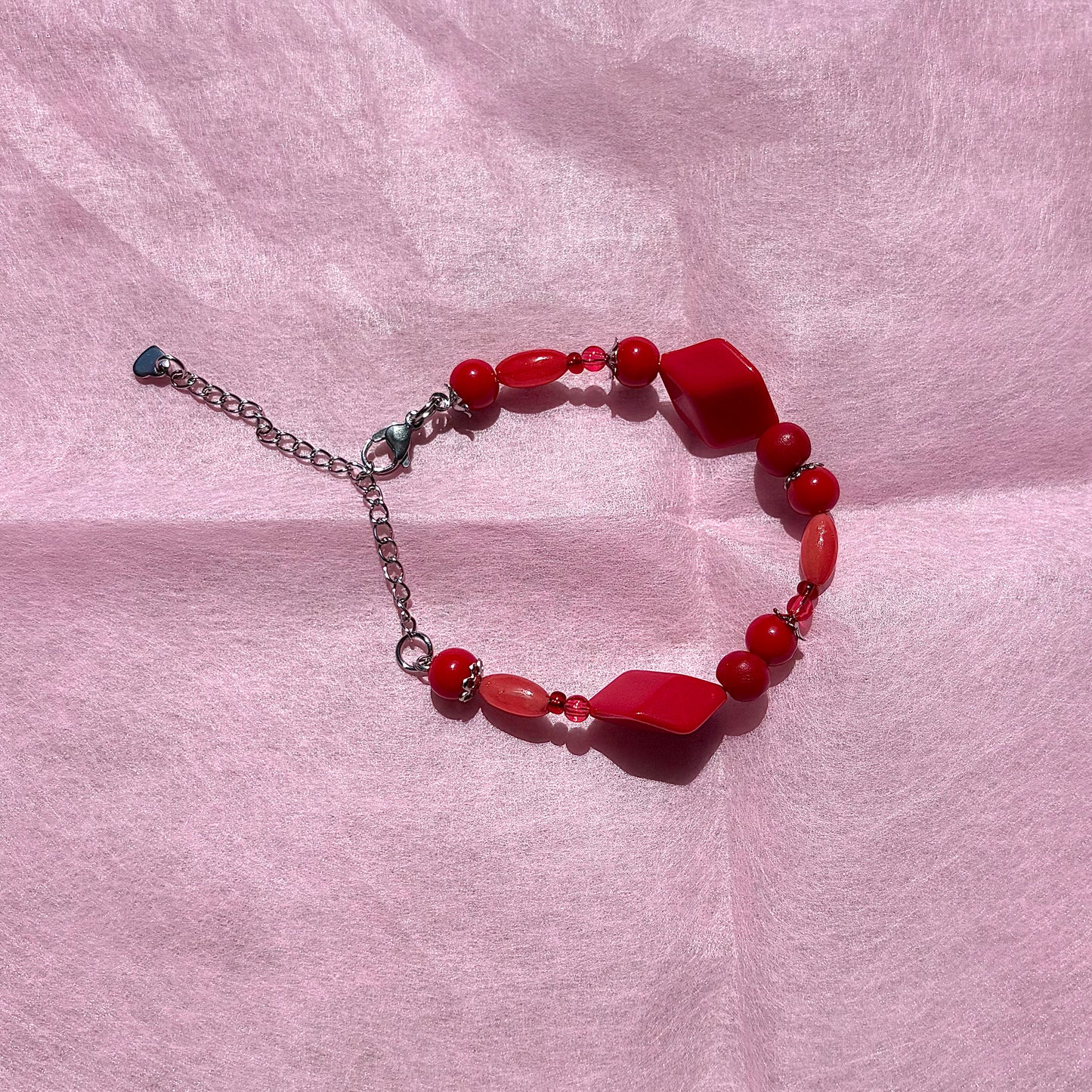 Red Upcycled Beaded Bracelet