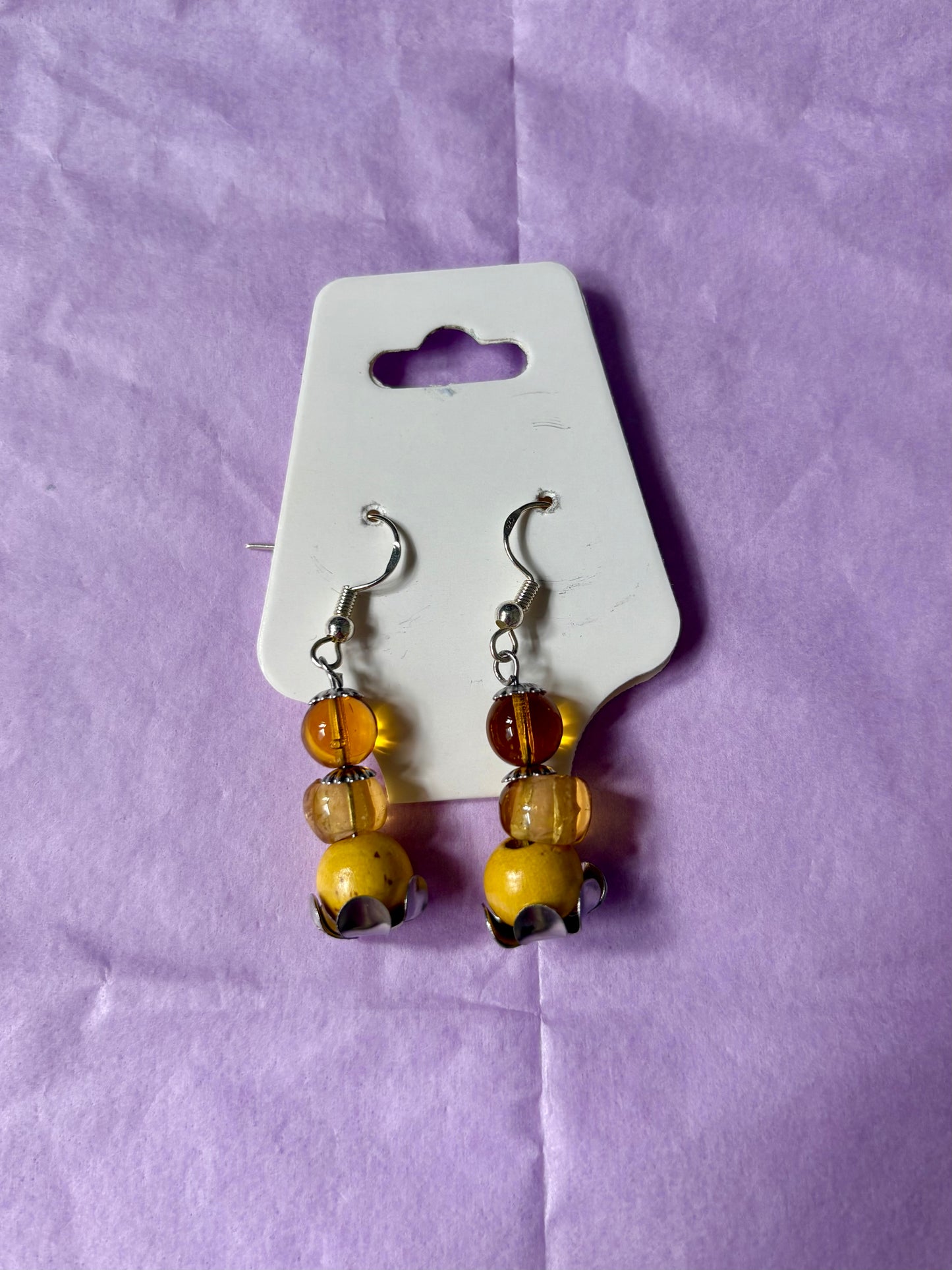 Sterling silver beaded earrings | Yellow