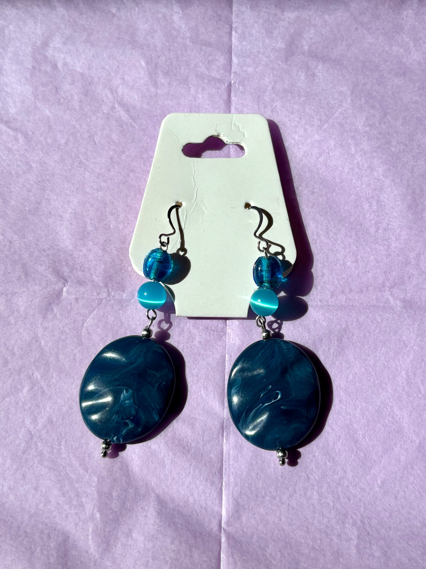 Sterling silver beaded earrings | Blue