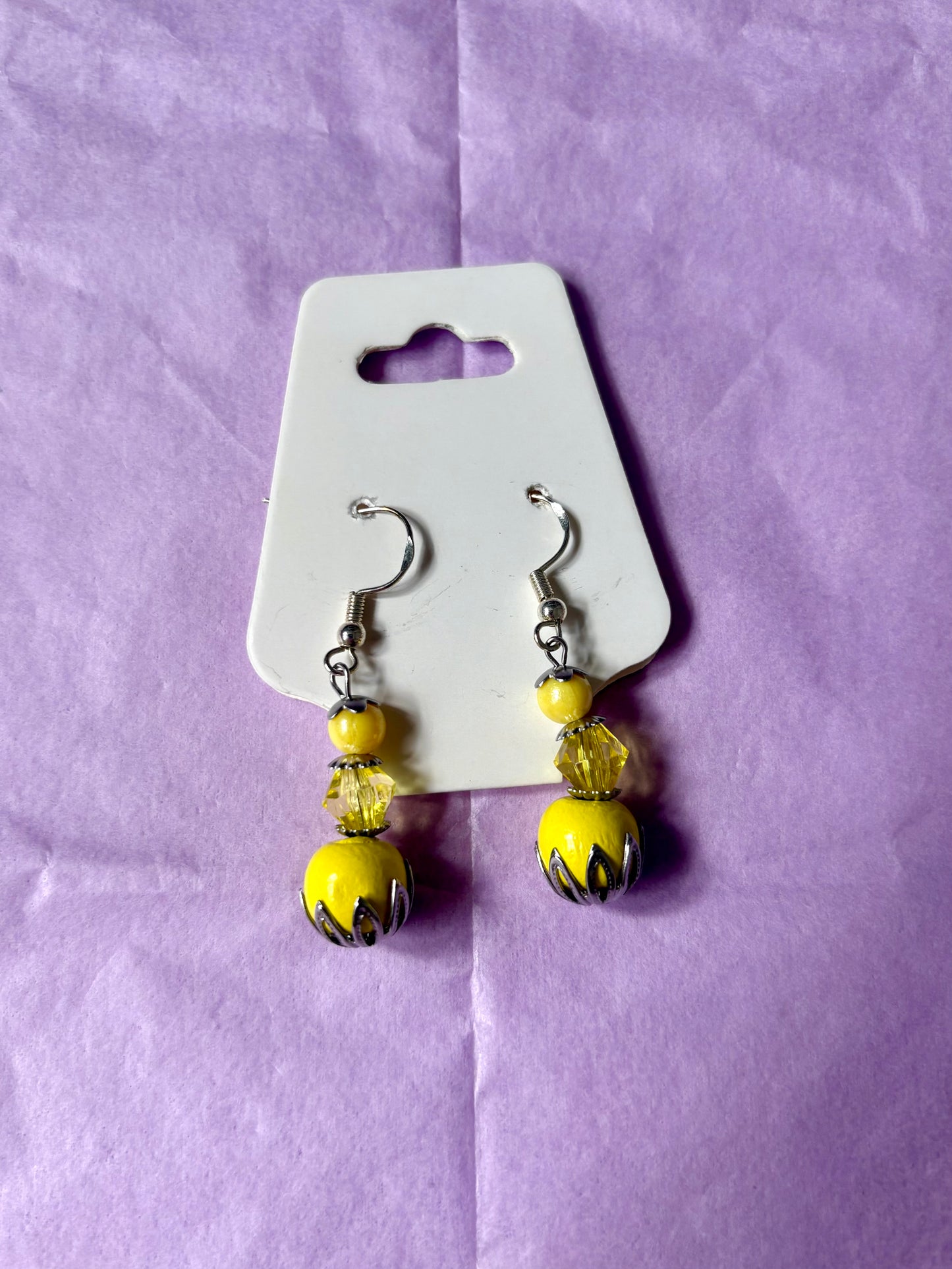 Sterling silver beaded earrings | Yellow