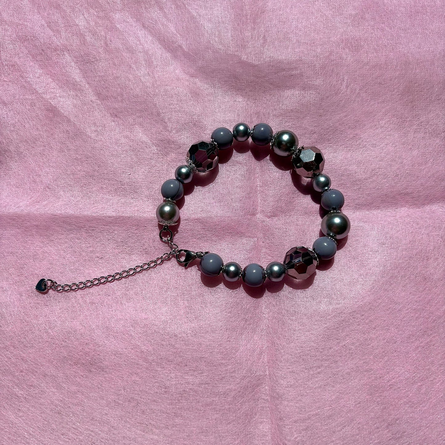 Grey Upcycled Beaded Bracelet