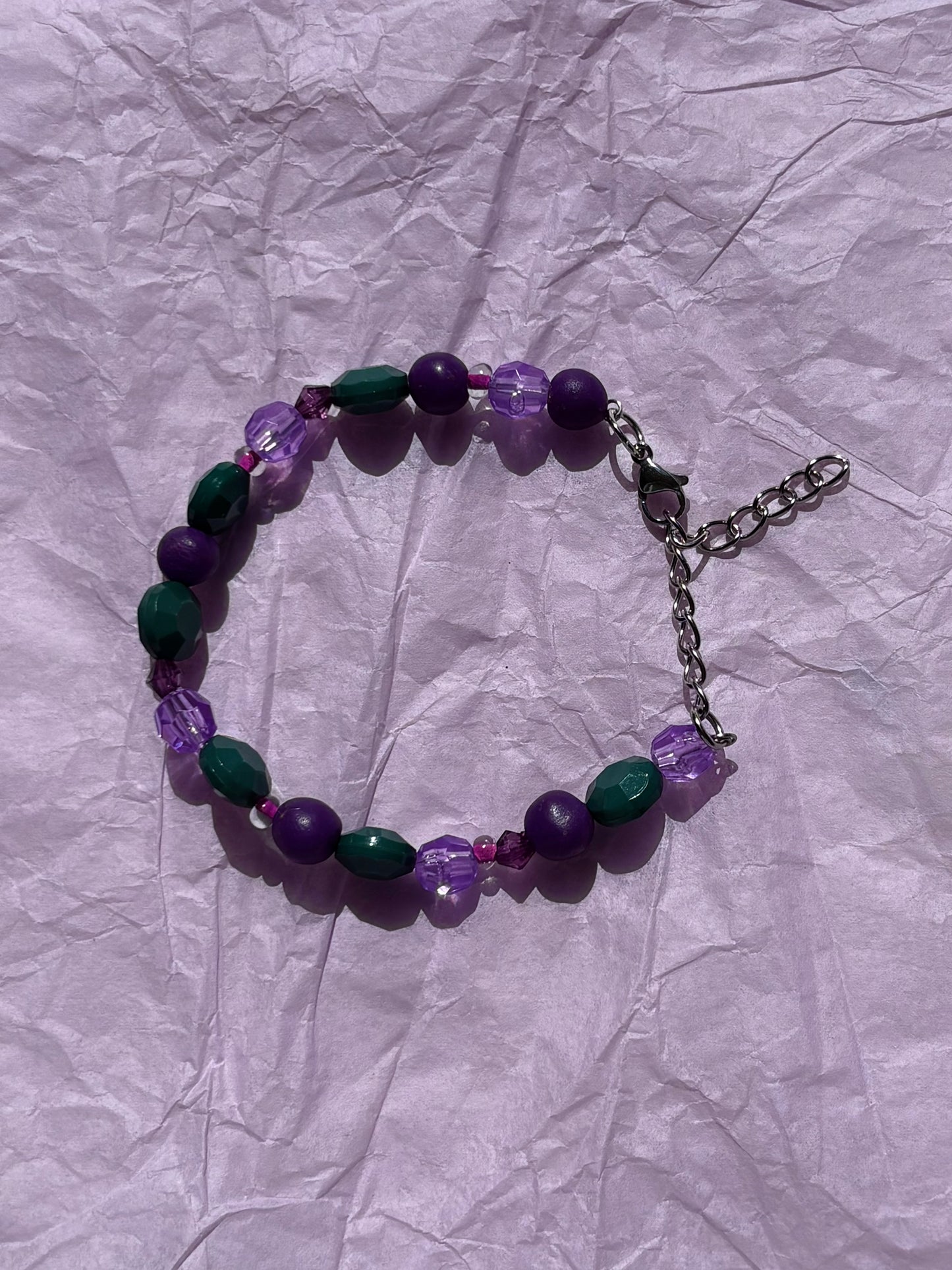 Purple Lavender Upcycled Beaded Bracelet
