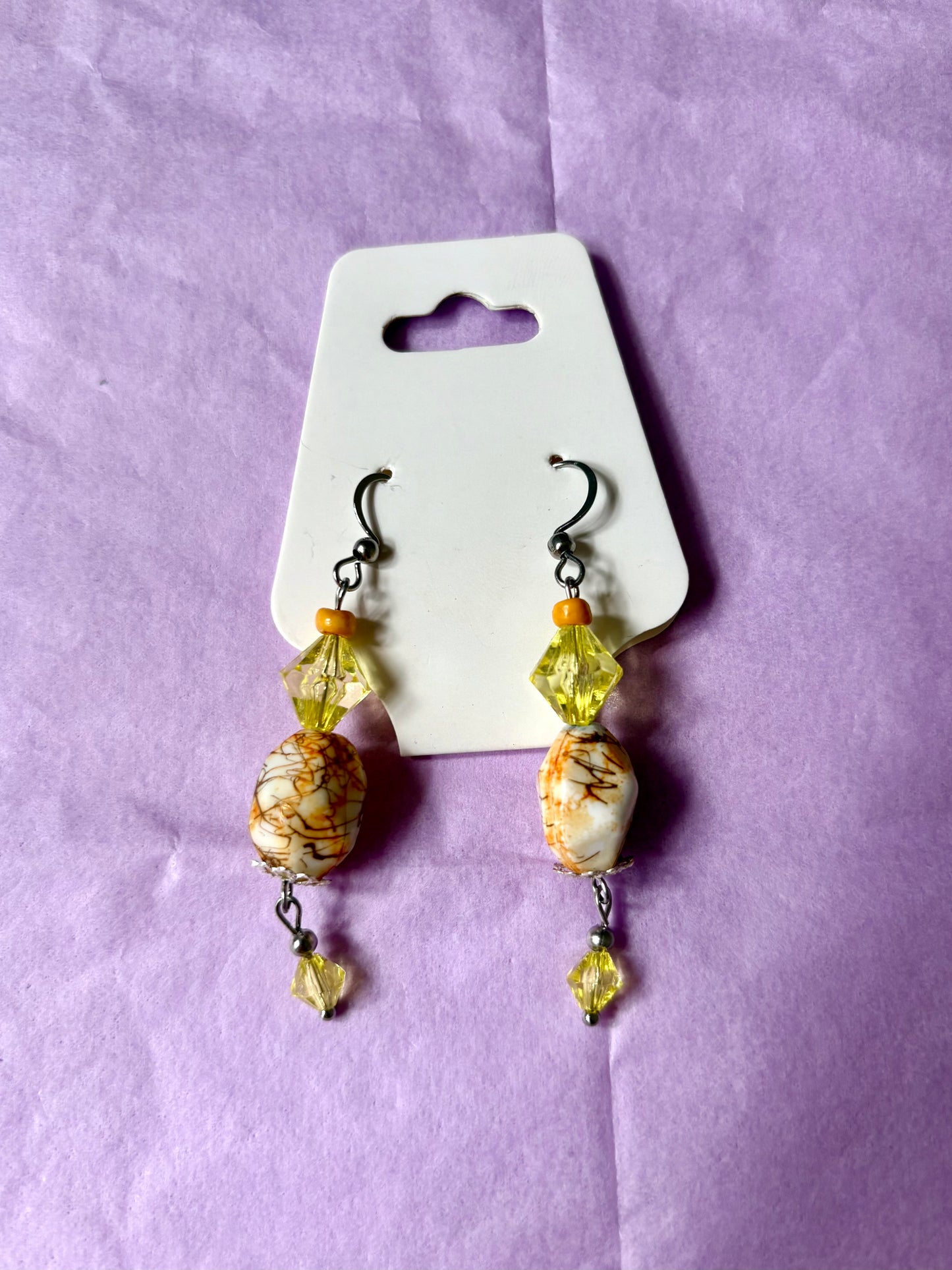 Sterling silver beaded earrings | Yellow