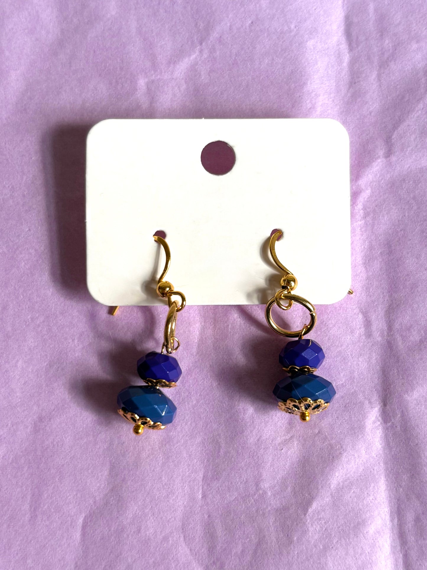 Gold beaded earrings | Blue