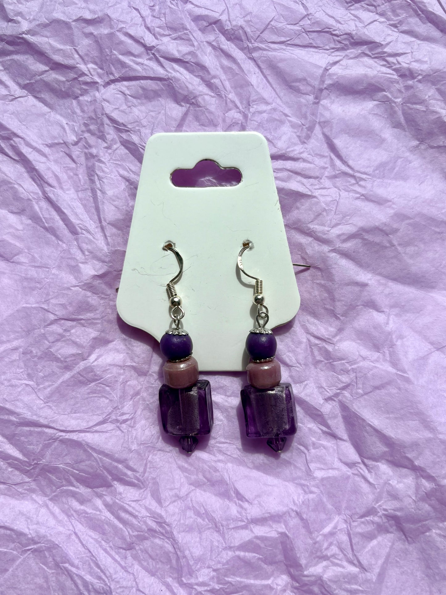Upcycled Beaded Earrings | Purple