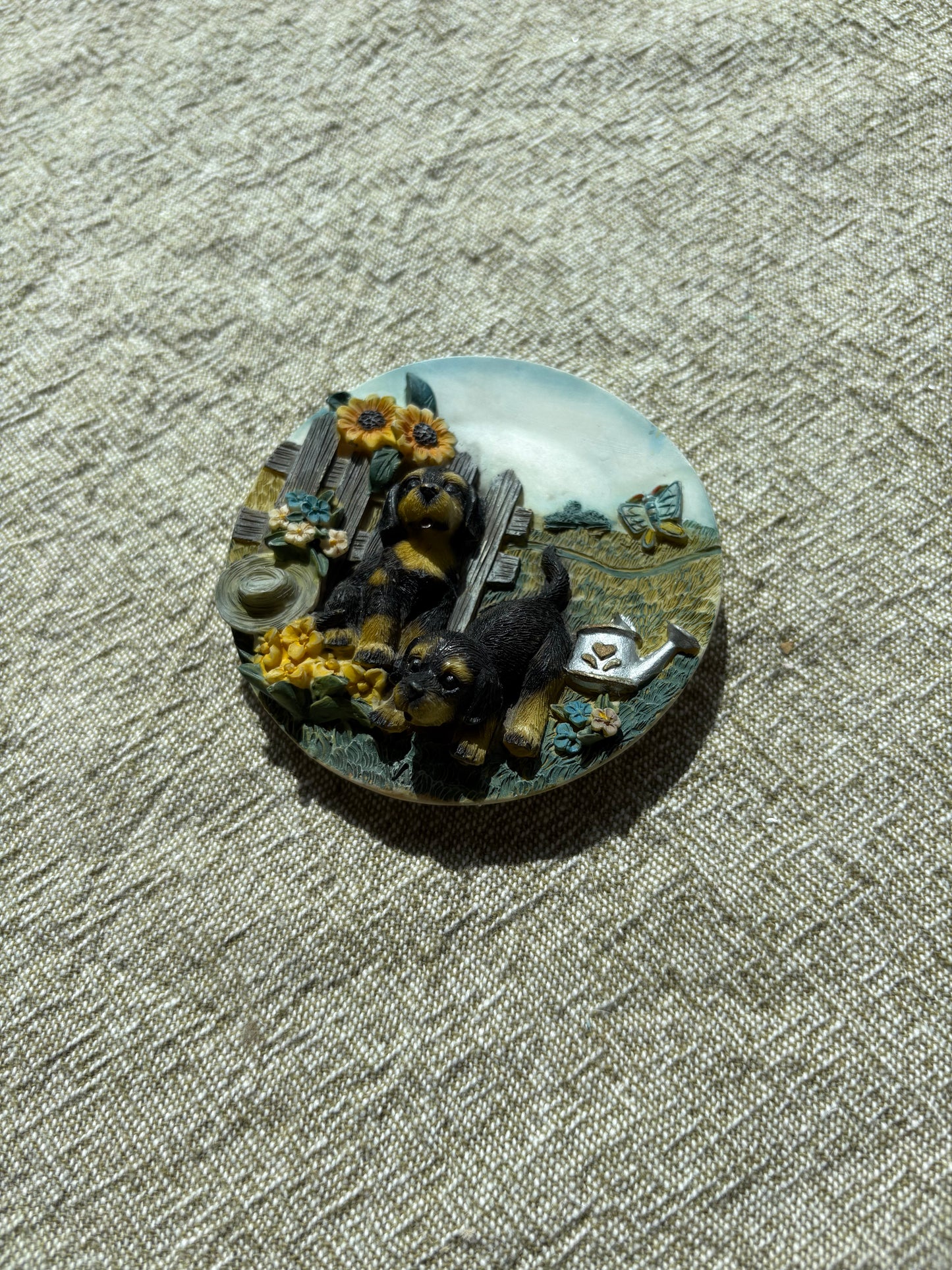 Ceramic Puppy Dog Upcycled Fridge Magnet