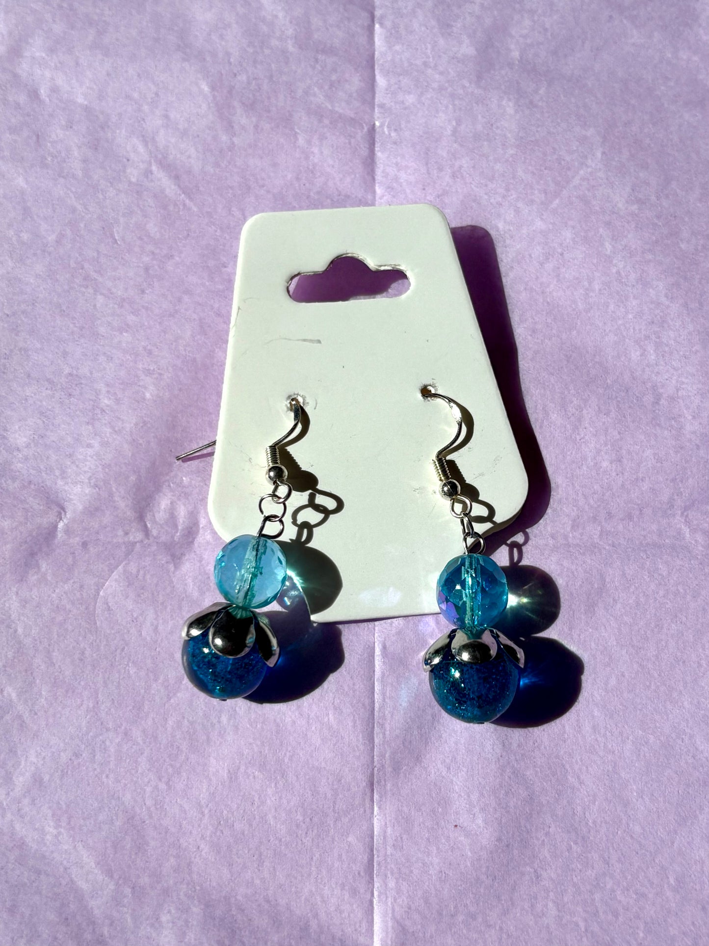 Sterling silver beaded earrings | Blue