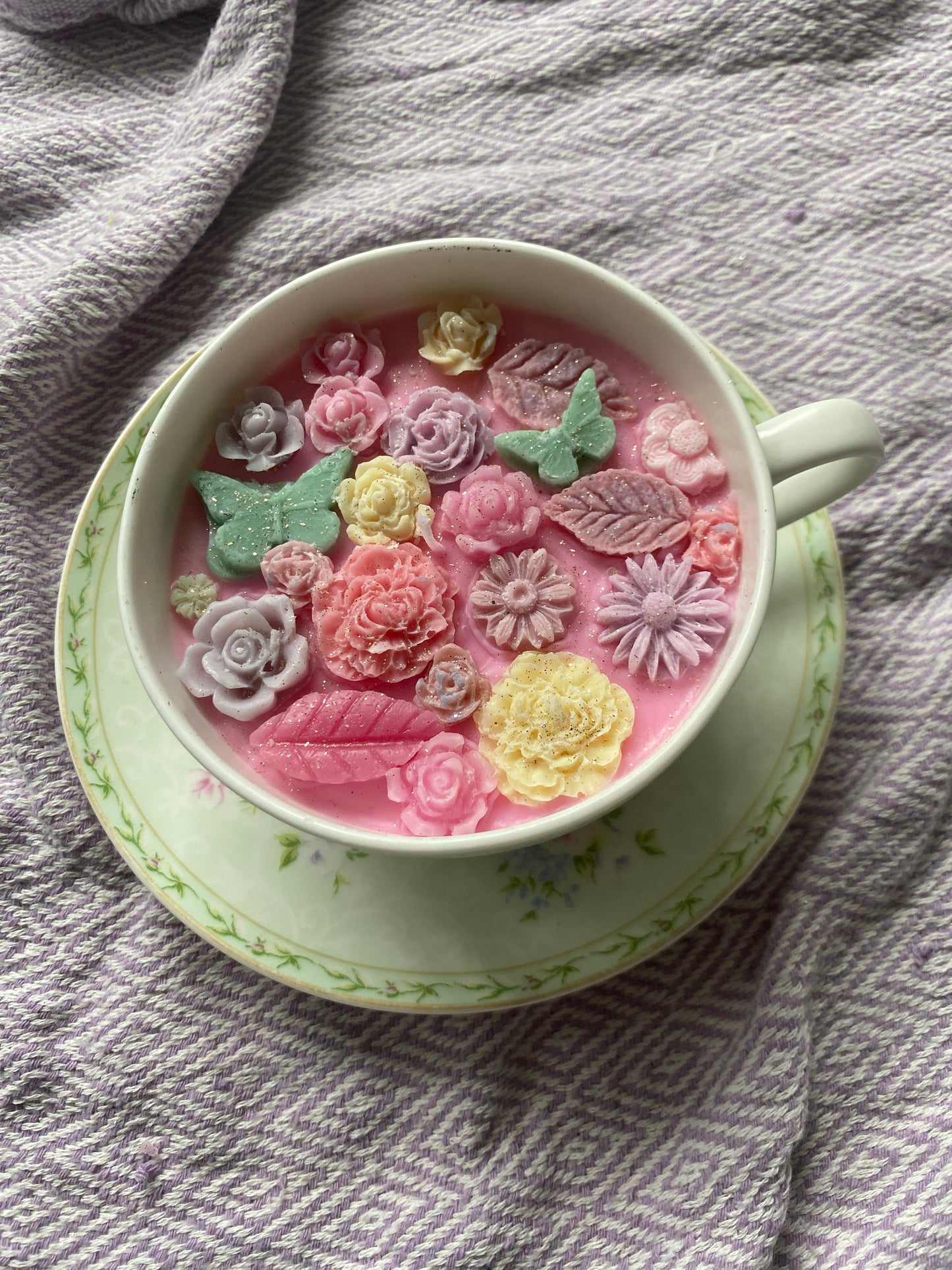 Upcycled teacup candle