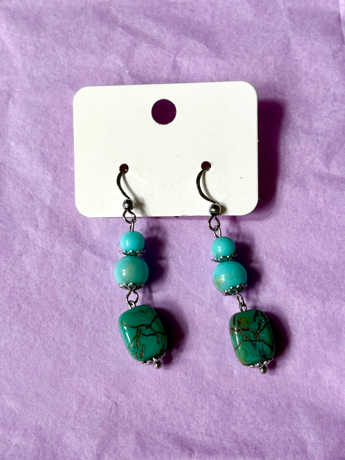 Sterling silver beaded earrings | Blue