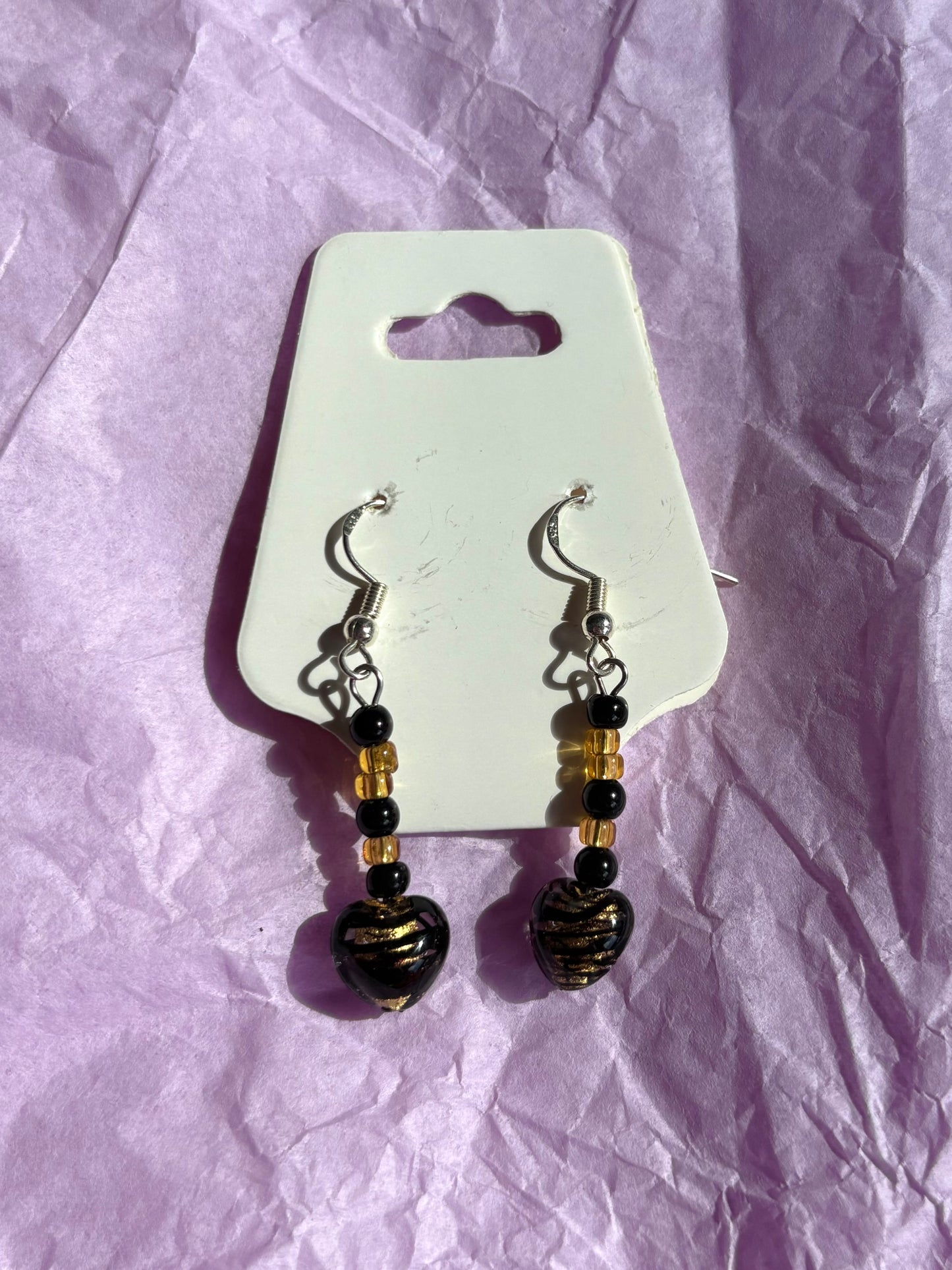 Sterling silver beaded earrings | Black