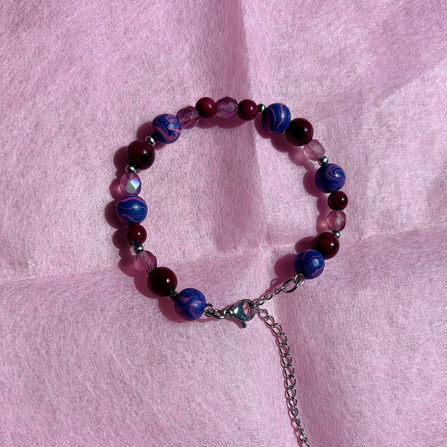 Purple Upcycled Beaded Bracelet