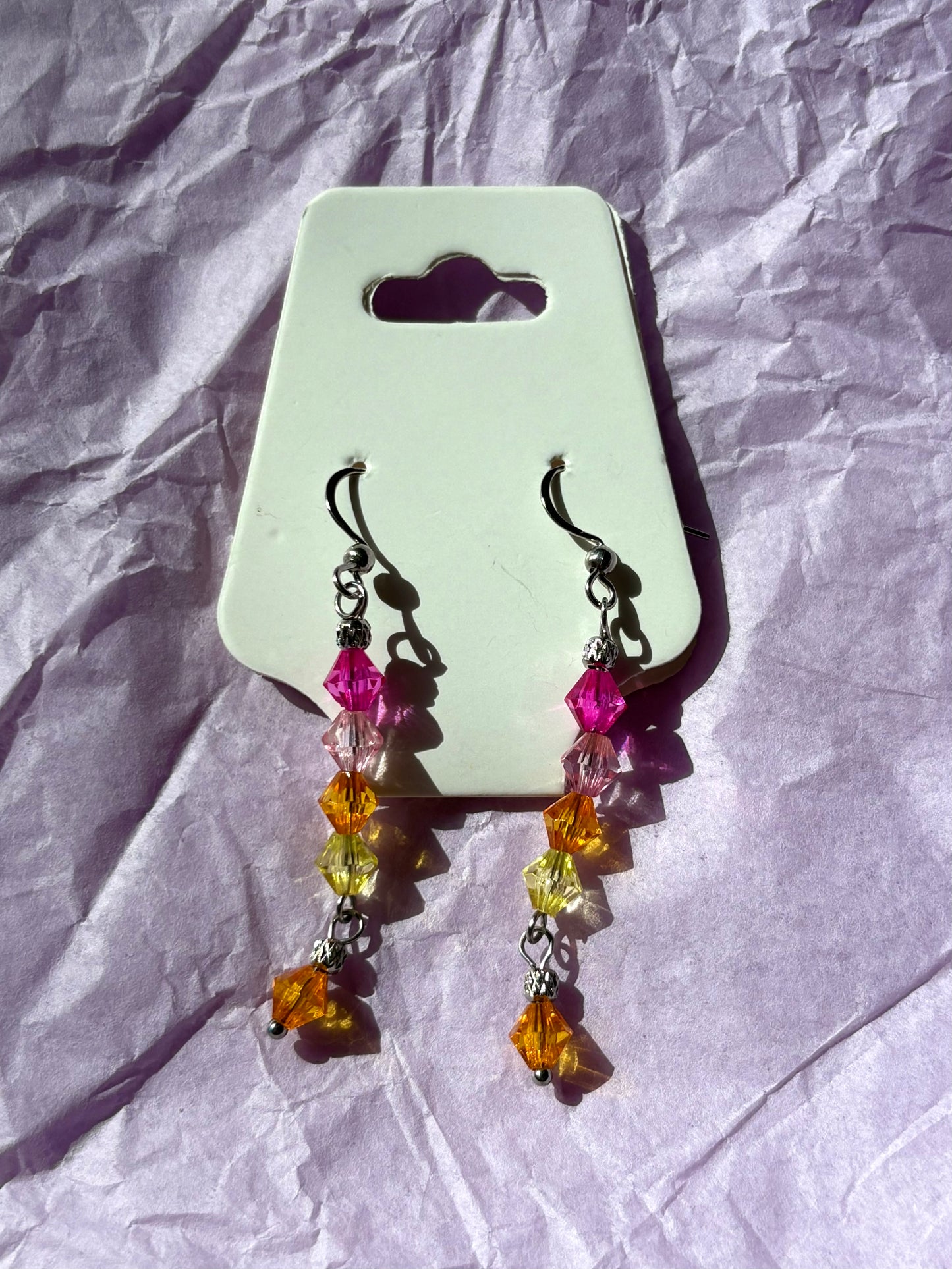 Sterling silver beaded earrings | Orange