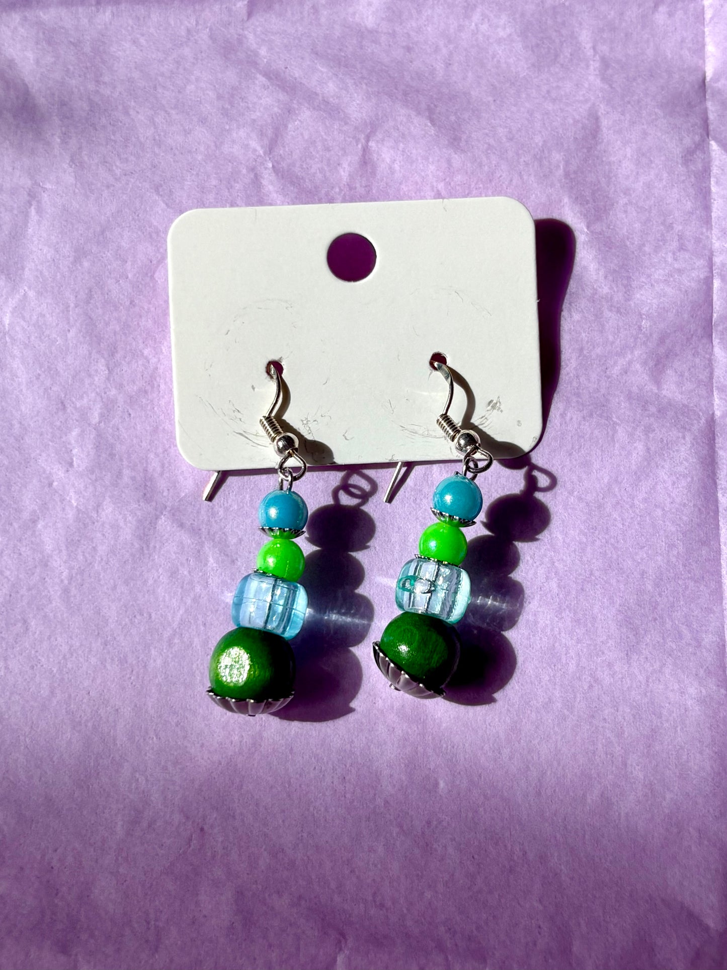 Sterling silver beaded earrings | Blue