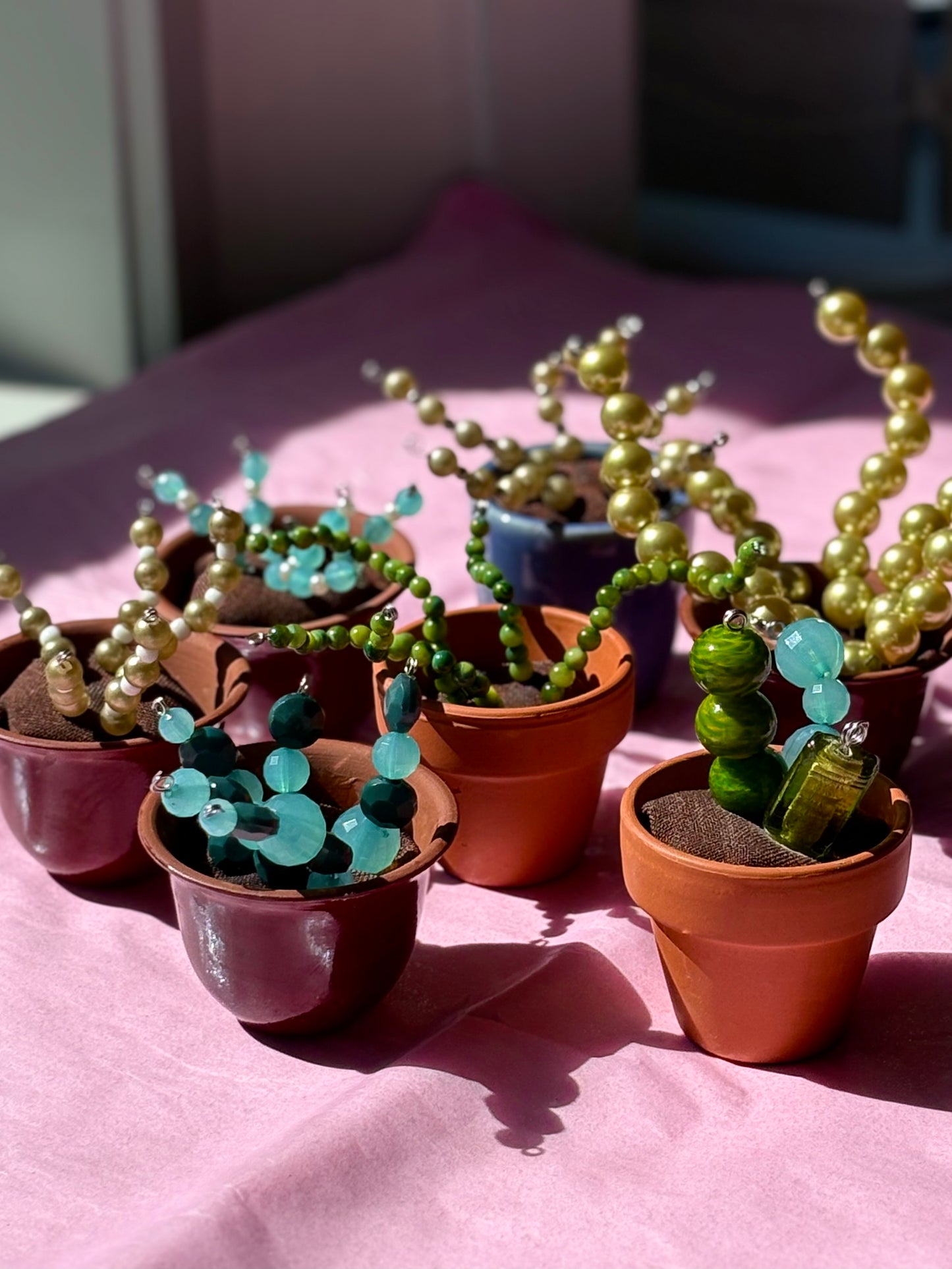 Upcycled Beaded Pot Plant