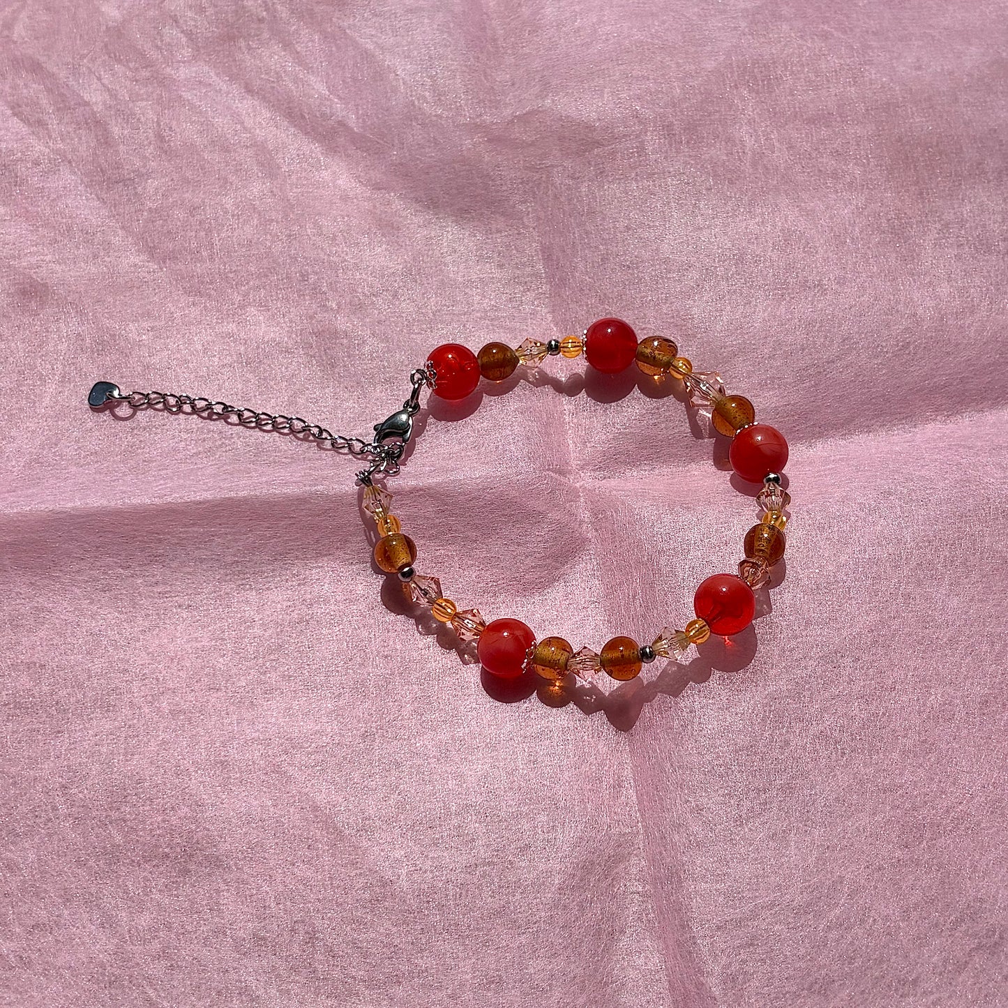 Orange Upcycled Beaded Bracelet