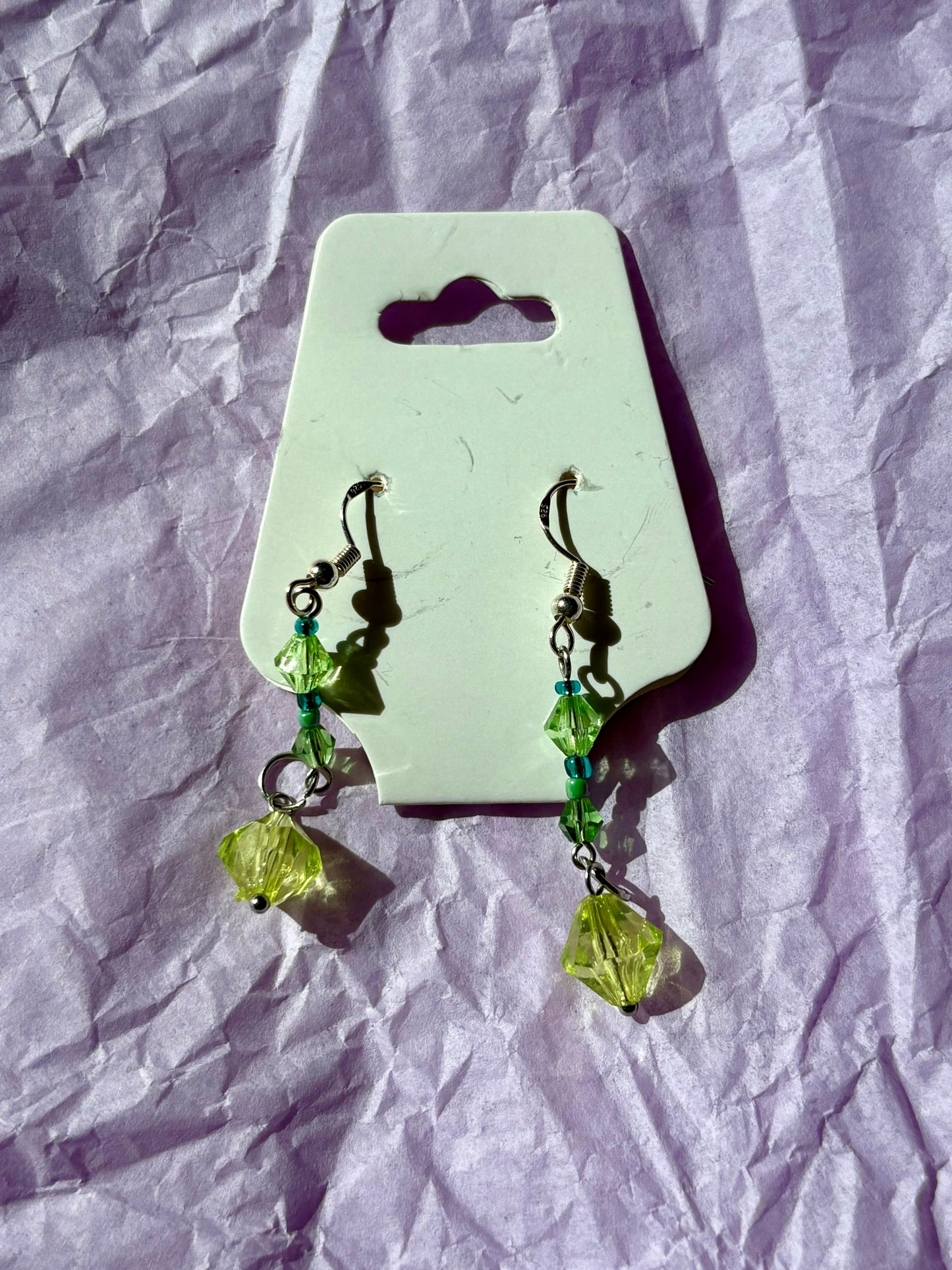 Sterling silver beaded earrings | Green