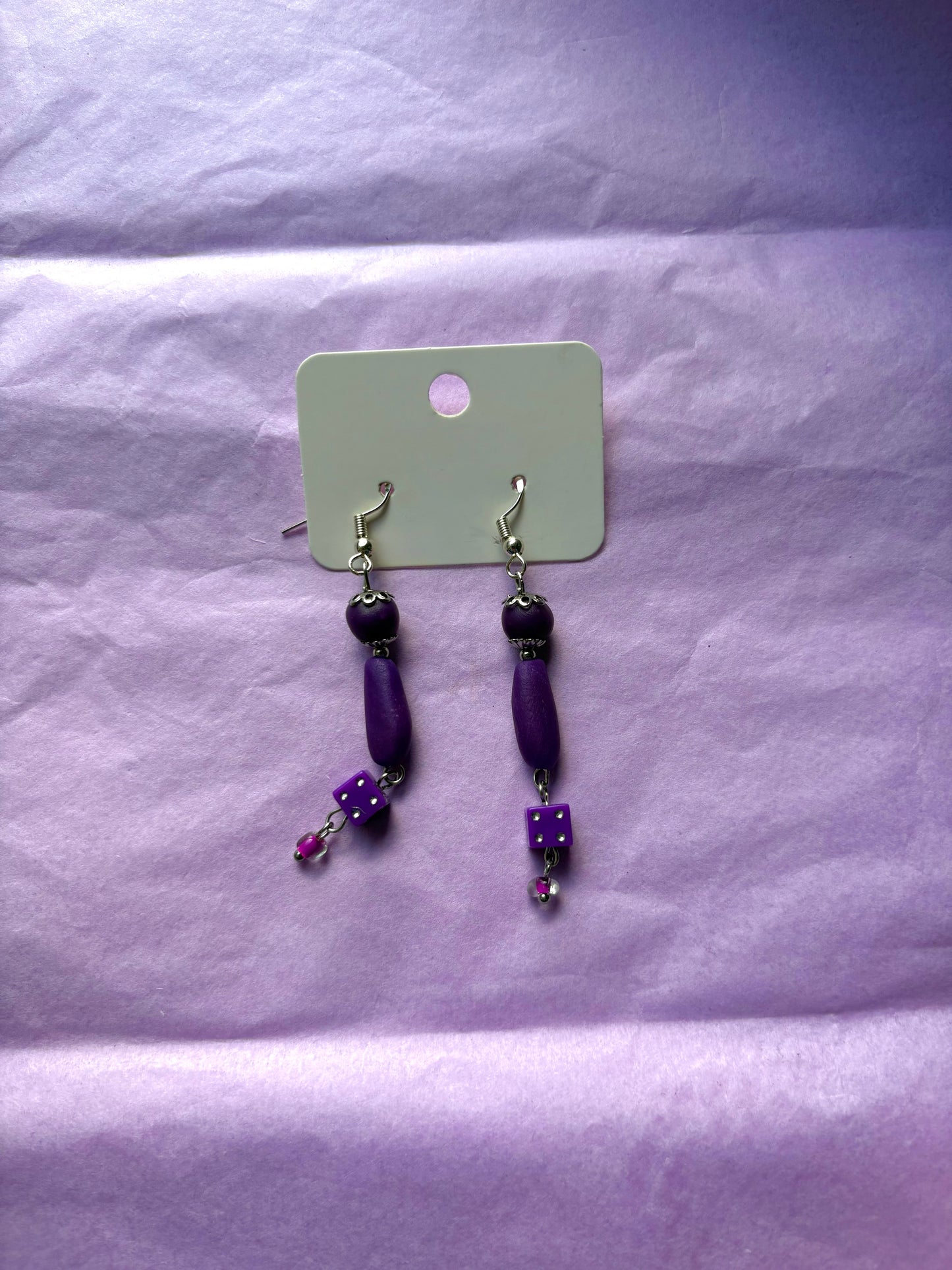 Sterling silver beaded earrings | Purple