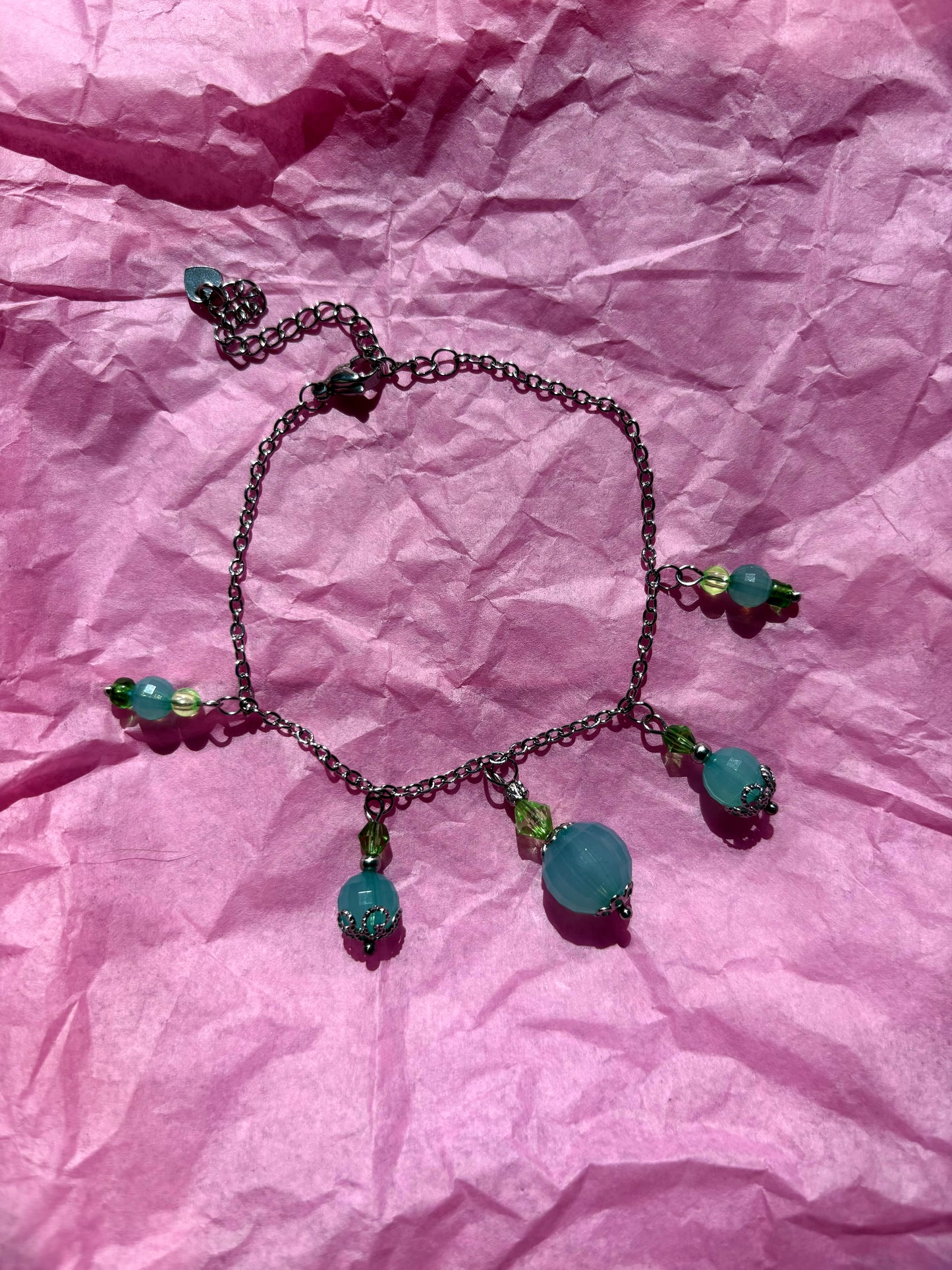 Turquoise Brunnera Upcycled Charm Bracelet