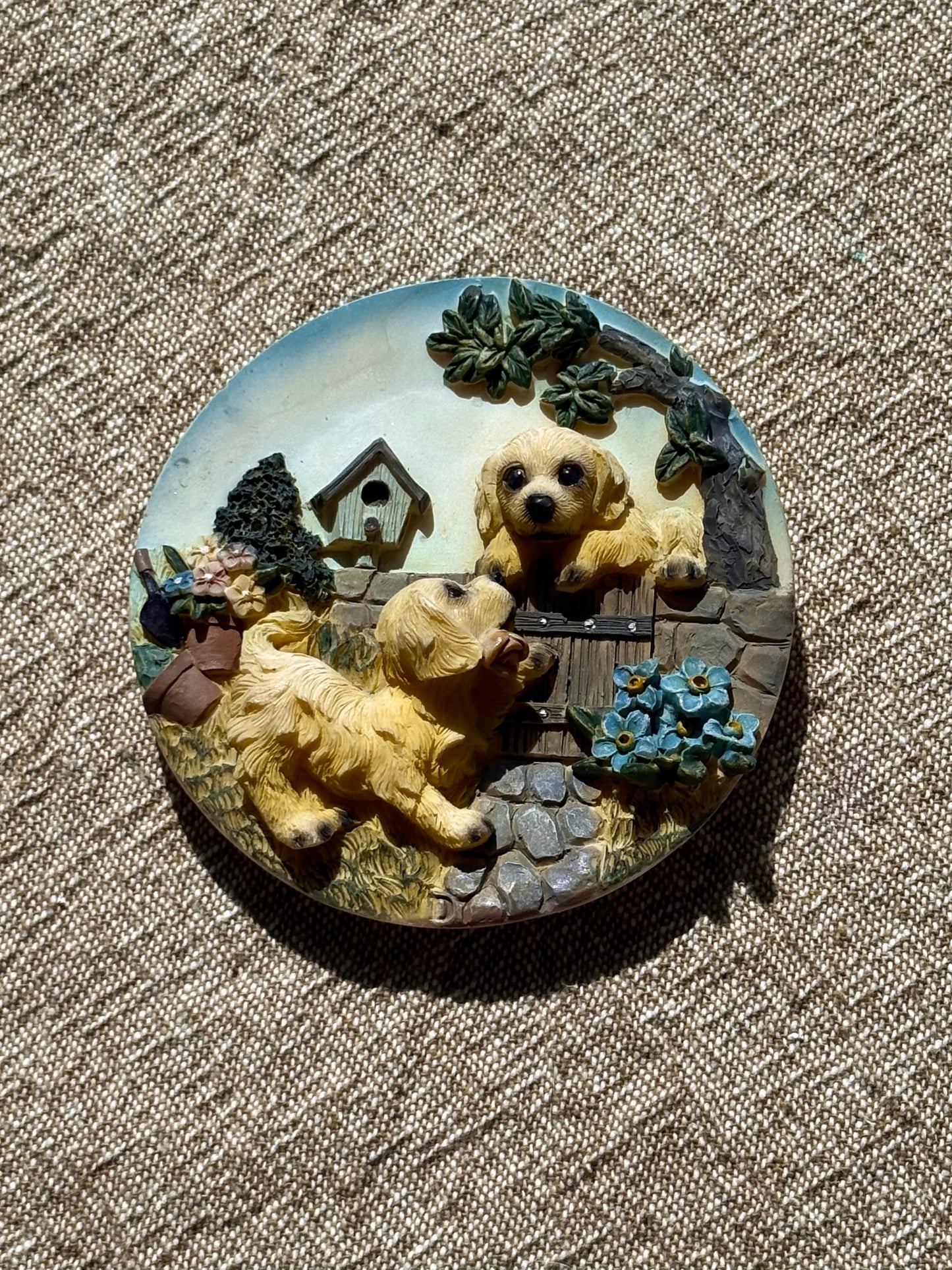 Ceramic Puppy Dog Upcycled Fridge Magnet