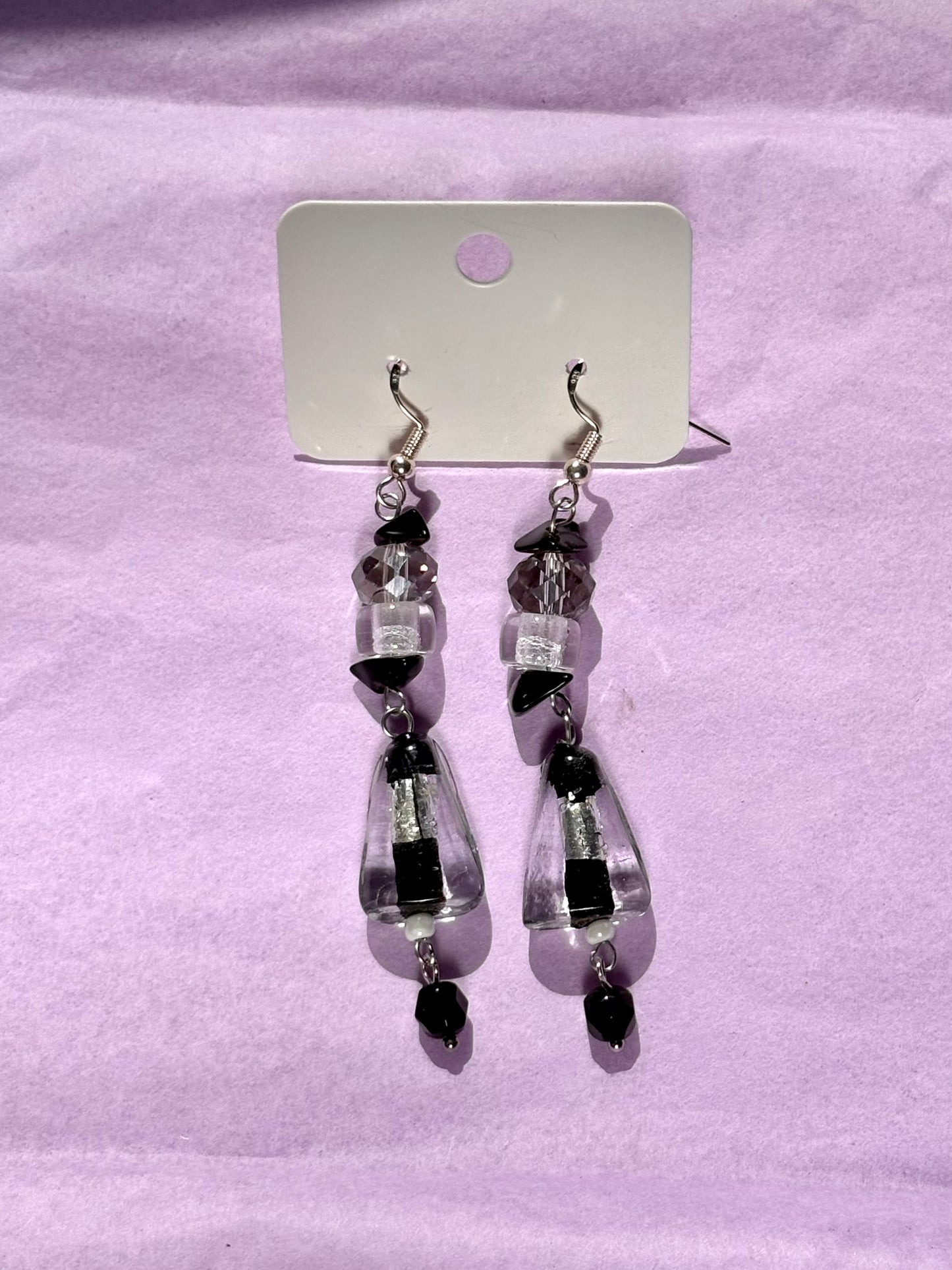 Sterling silver beaded earrings | Grey