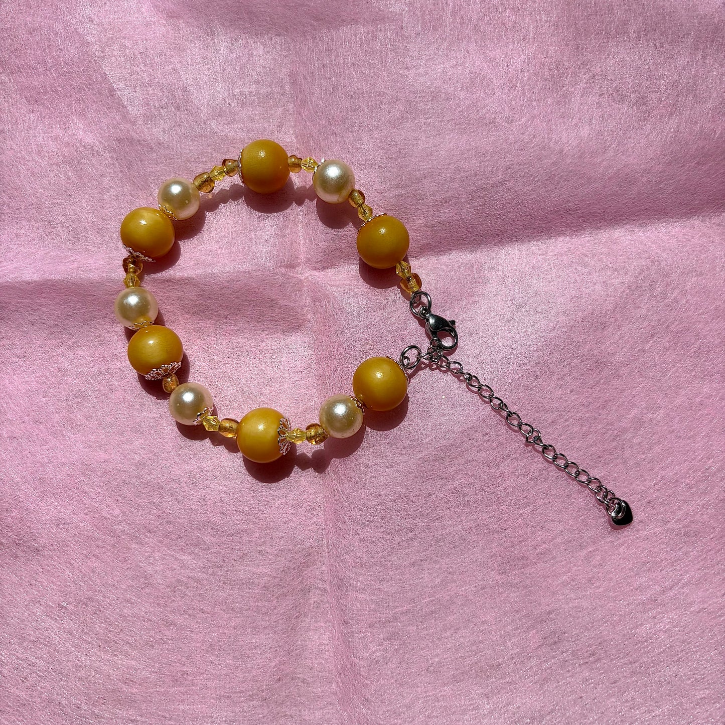 Yellow Upcycled Beaded Bracelet