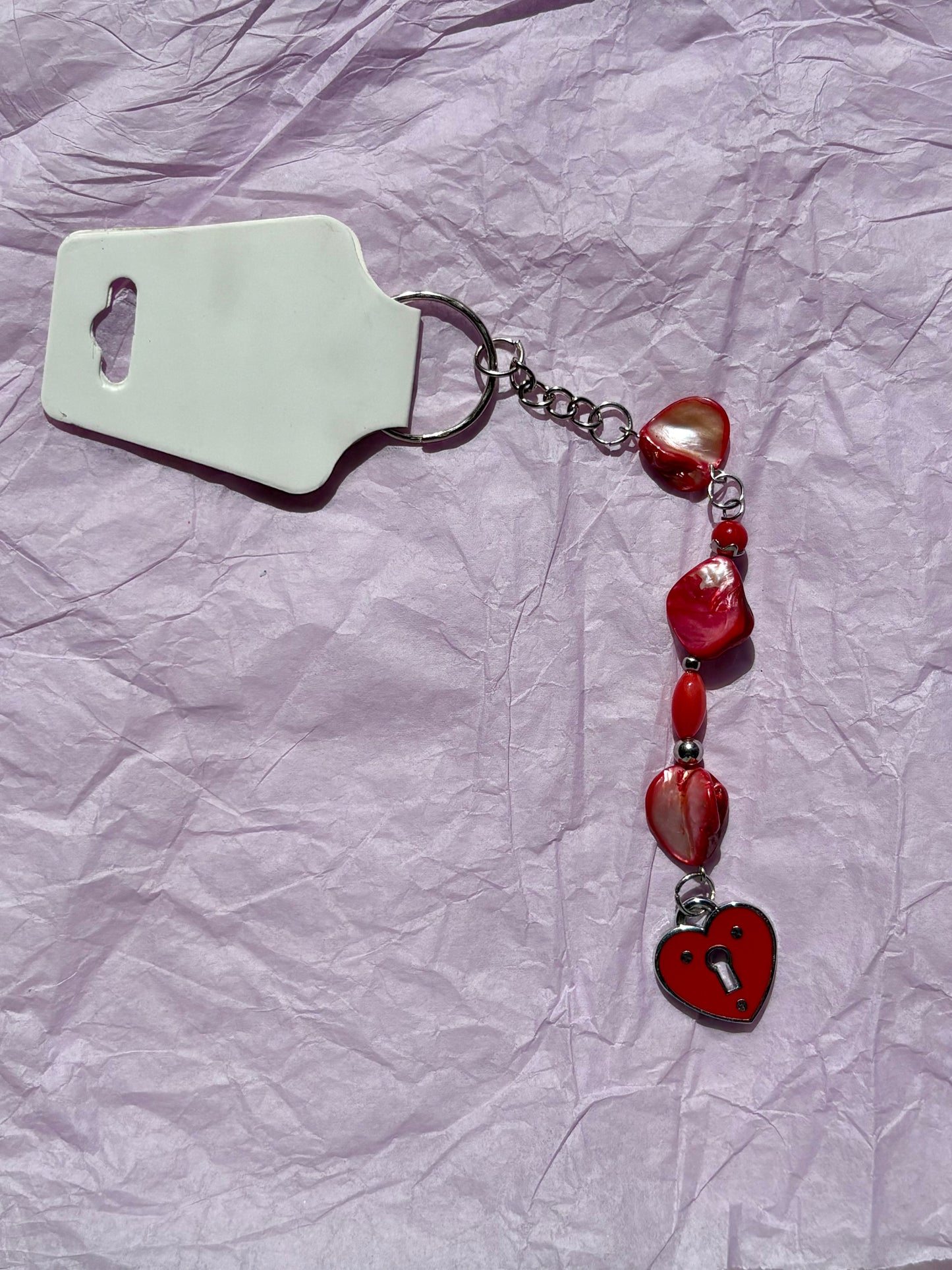 Upcycled Beaded Keychain | Red Heart