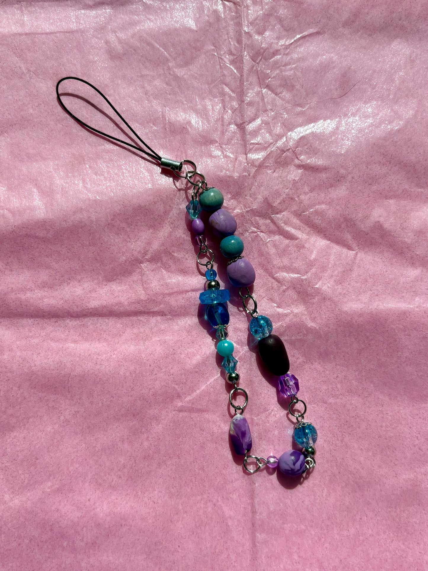 Beaded phone charm | Blue
