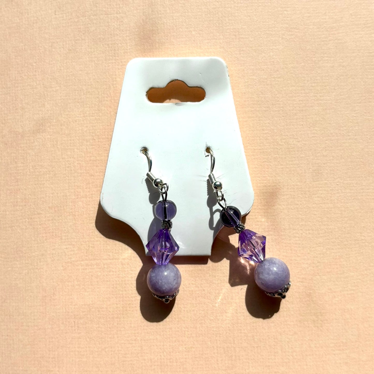 Sterling silver beaded earrings | Purple
