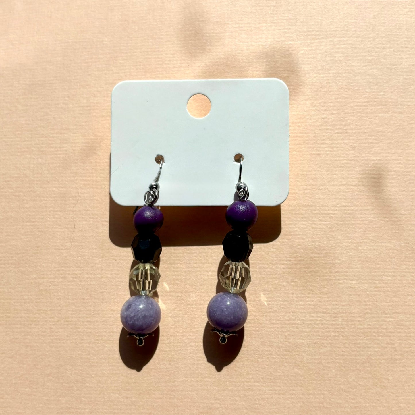 Sterling silver beaded earrings | Purple
