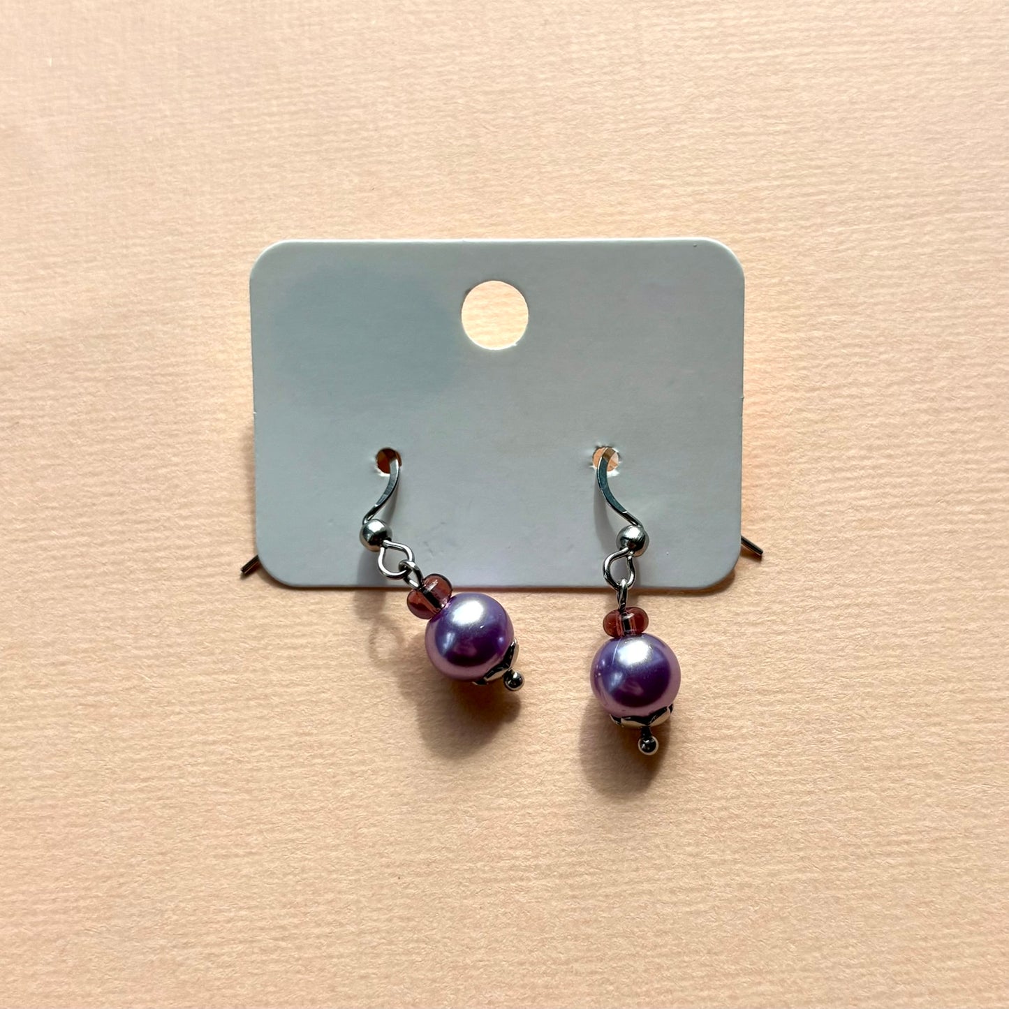 Sterling silver beaded earrings | Purple