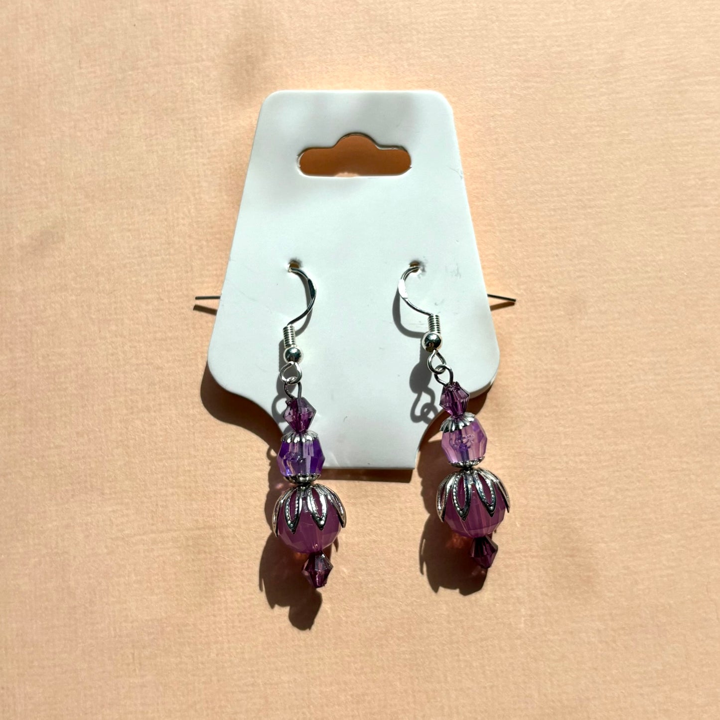 Sterling silver beaded earrings | Purple