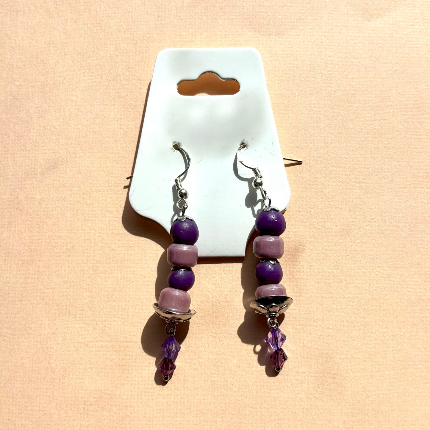 Sterling silver beaded earrings | Purple