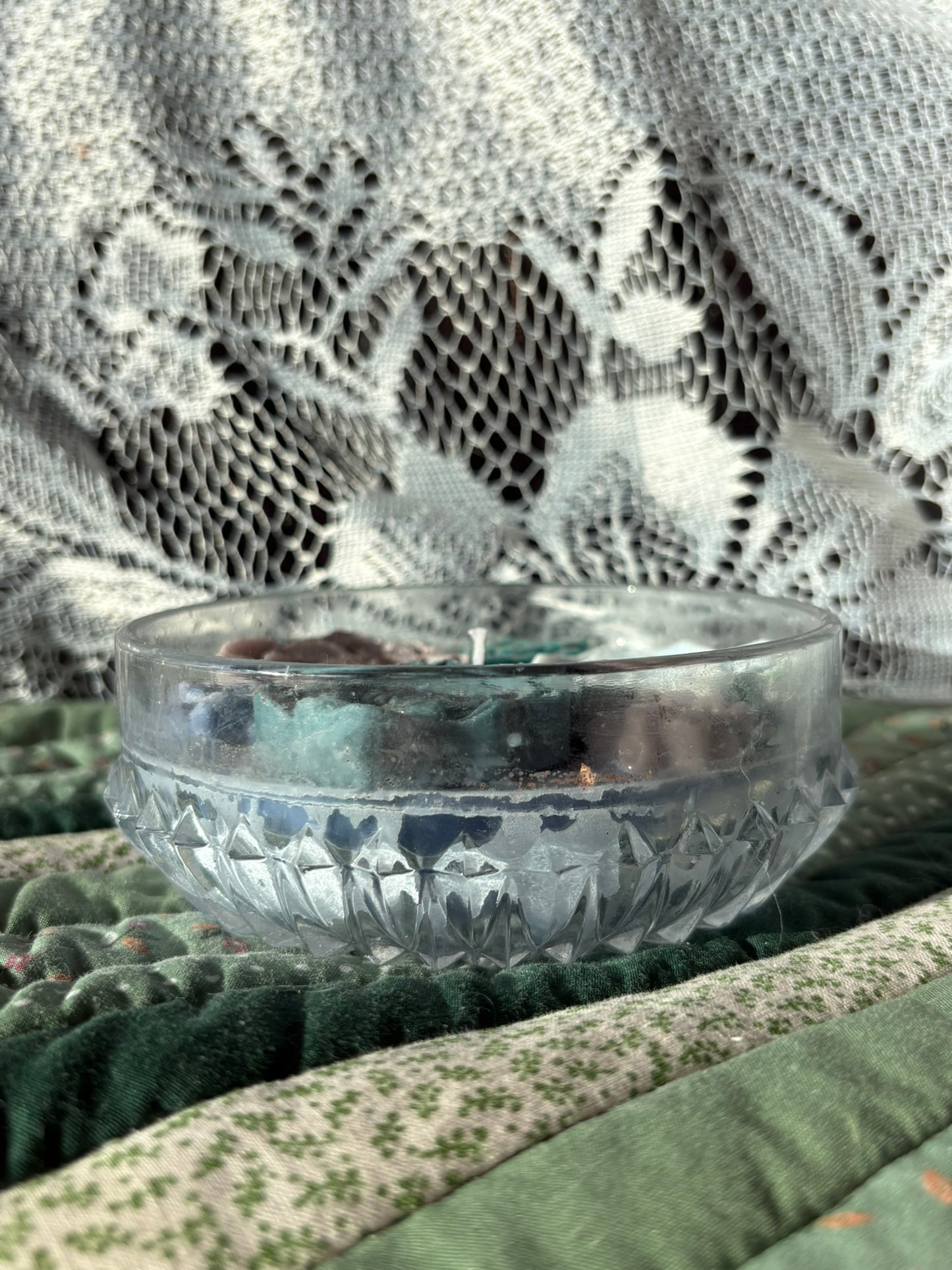 Upcycled glass bowl candle