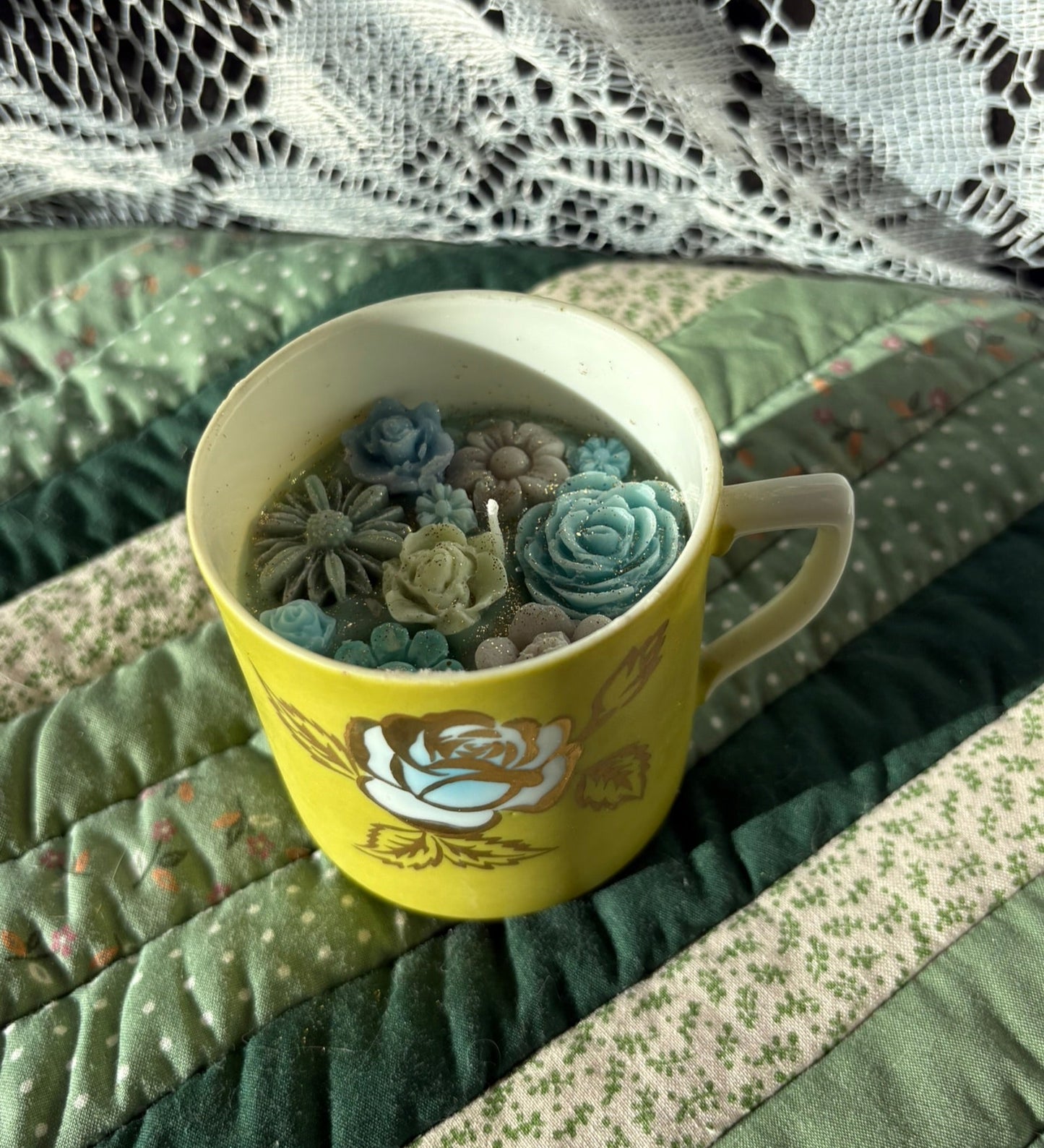 Upcycled teacup candle