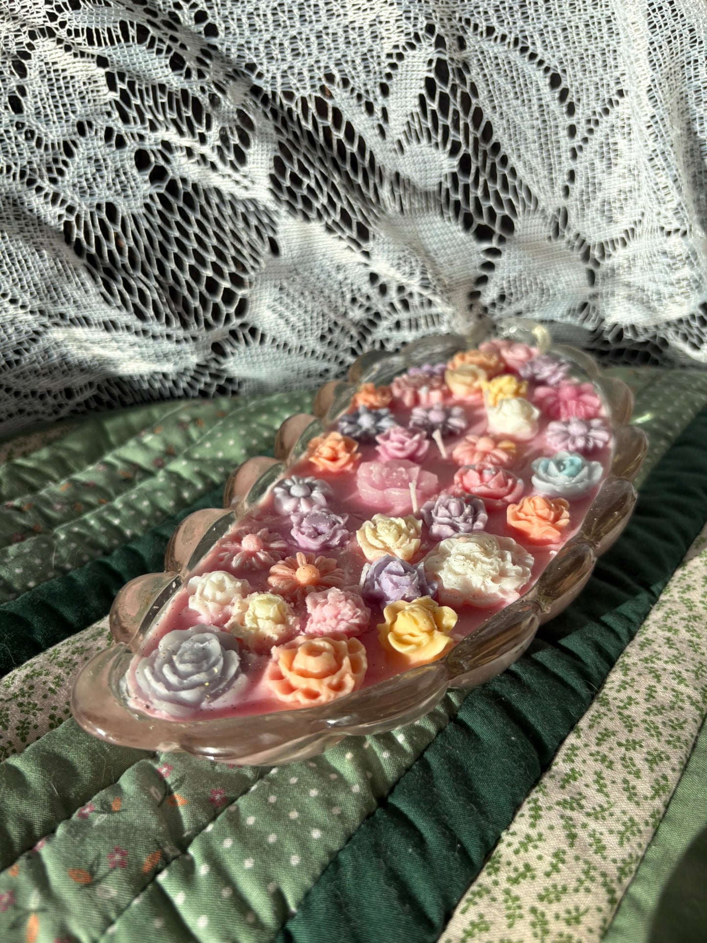 Glass feather candle