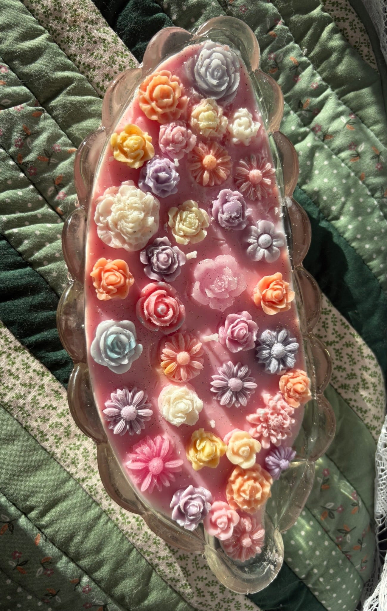 Glass feather candle