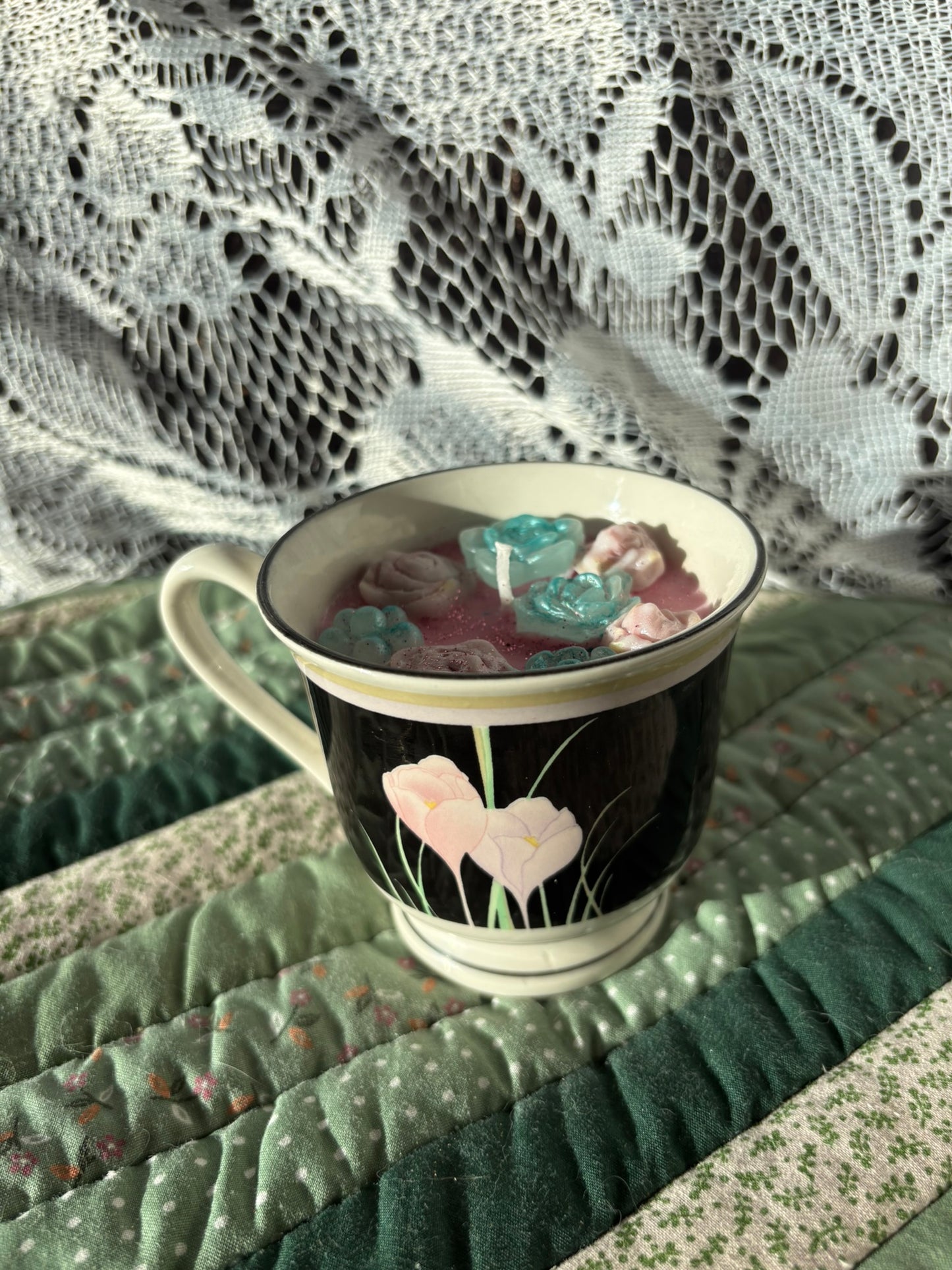 Upcycled teacup candle