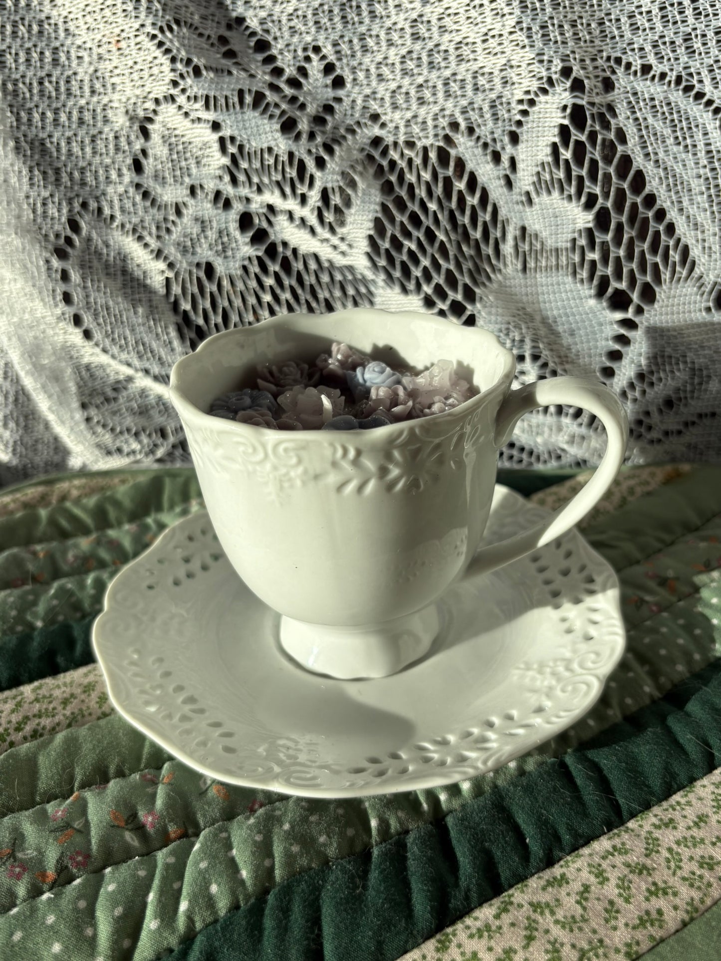 Upcycled teacup candle