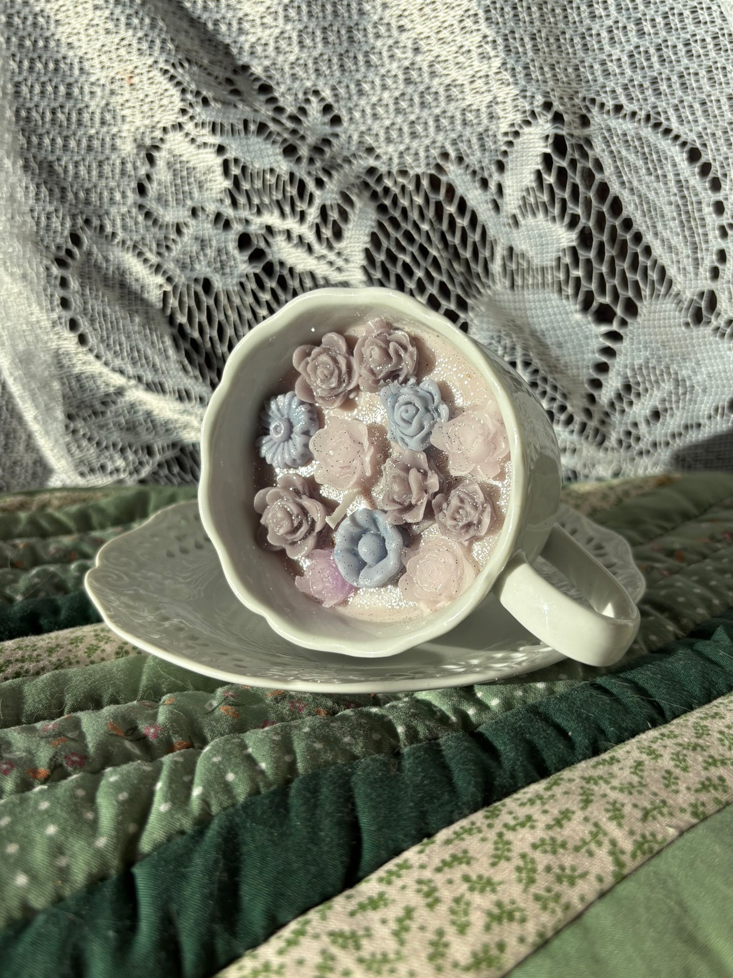 Upcycled teacup candle