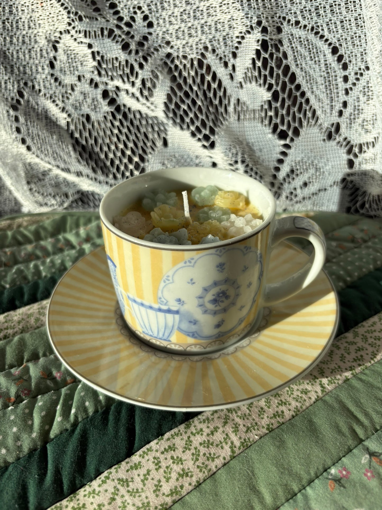 Upcycled teacup candle