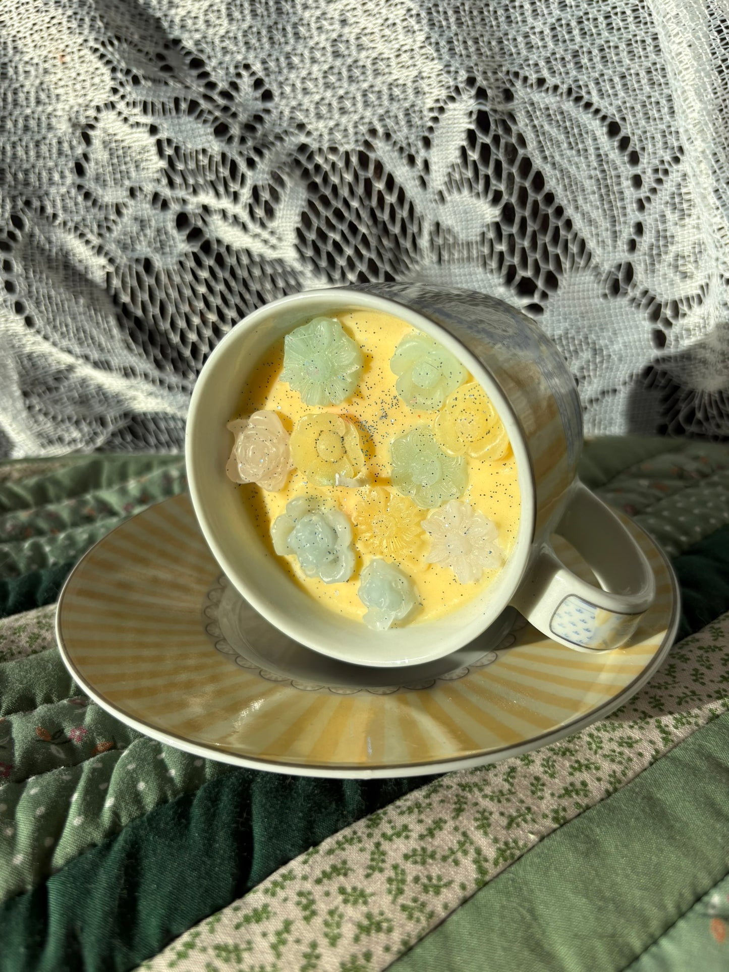 Upcycled teacup candle