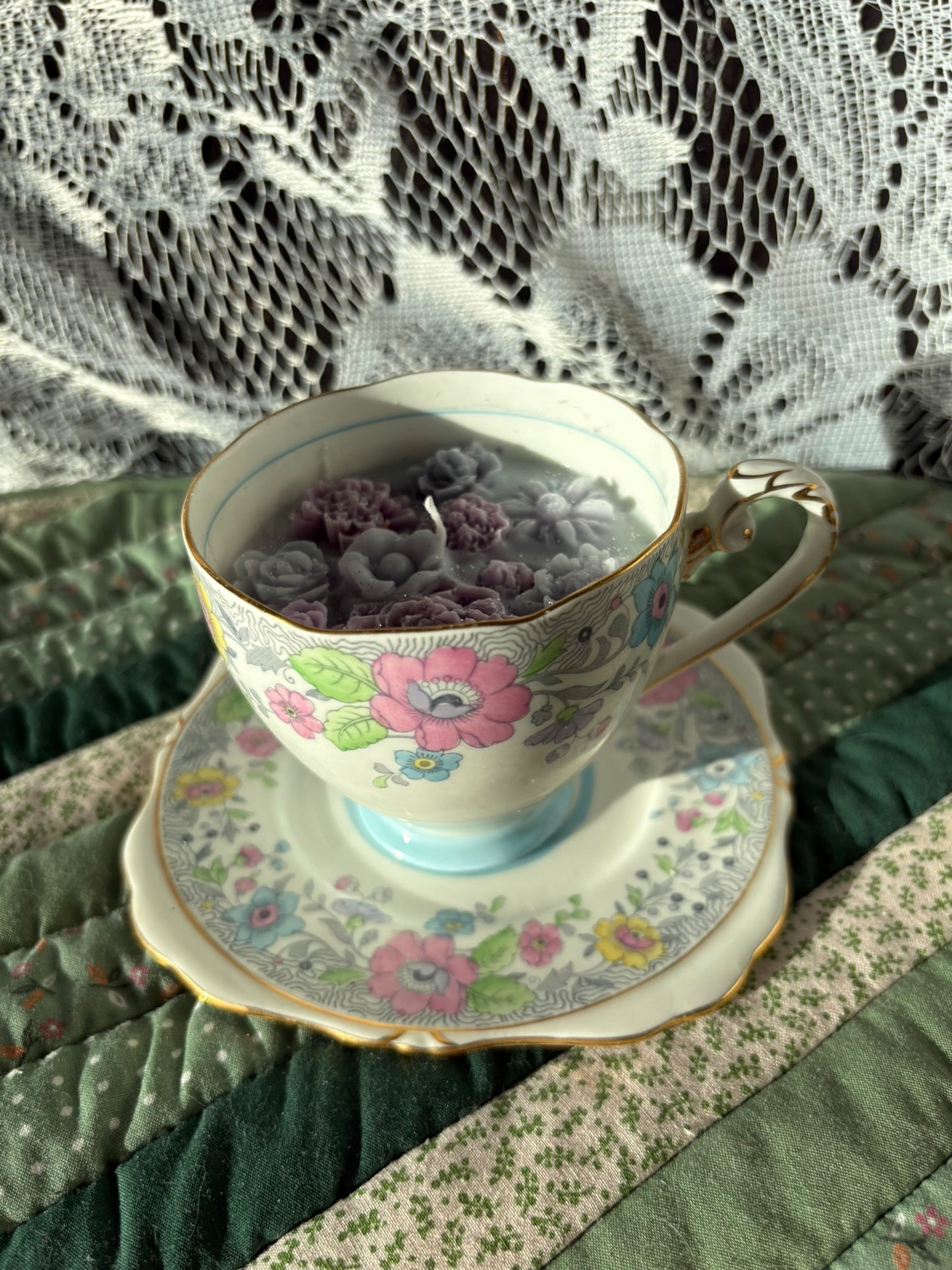 Upcycled teacup candle